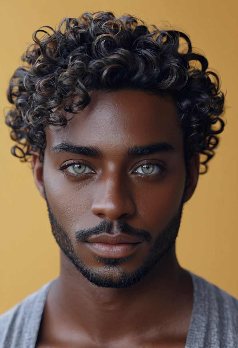 an dark skin  emperor, (((very Beautiful))), dark skin, curly hair, (((grey eyes))), very beautiful,  realistic, insanely realistic, coverbook, 8K, realistic.HD, 4K, HD, De vrais visages, Cinematography L&#39;image doit avoir un rapport hauteur/largeur de 1:1.6, et mesurez au moins 2,500 pixels on the longest side. Very detailled, like photograpy
