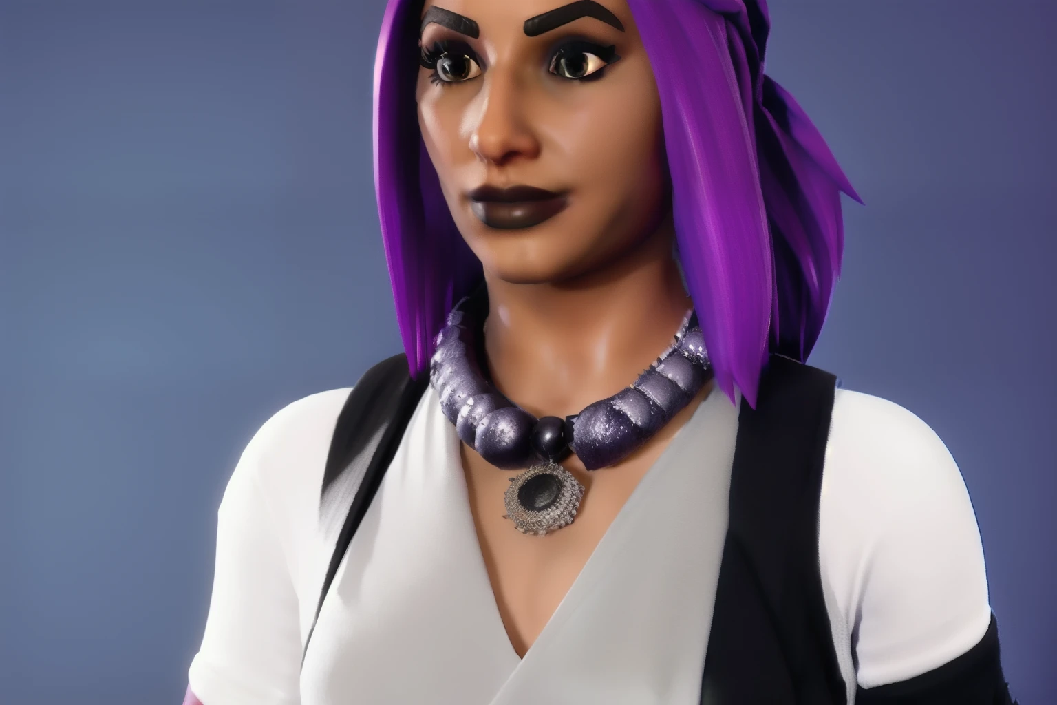 (fortnite), 1 chica, femenino, fondo rosa, gothic , Mirando al espectador, drilling, lunar en el labio, ombligo, cuerpo completo, cinturita, cabello negro, lunar en la parte del pecho derecho (ciclos render:1.3), caustics, (Lustroso:0.58), (art station:0.82)