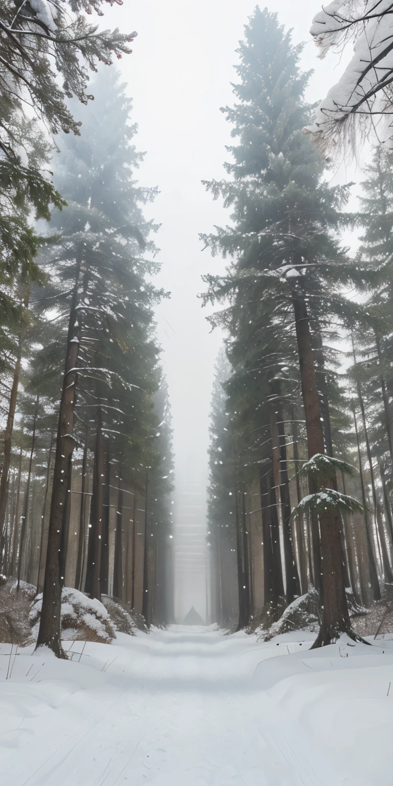 Creepy forest , snowy, flippante brumeuse 