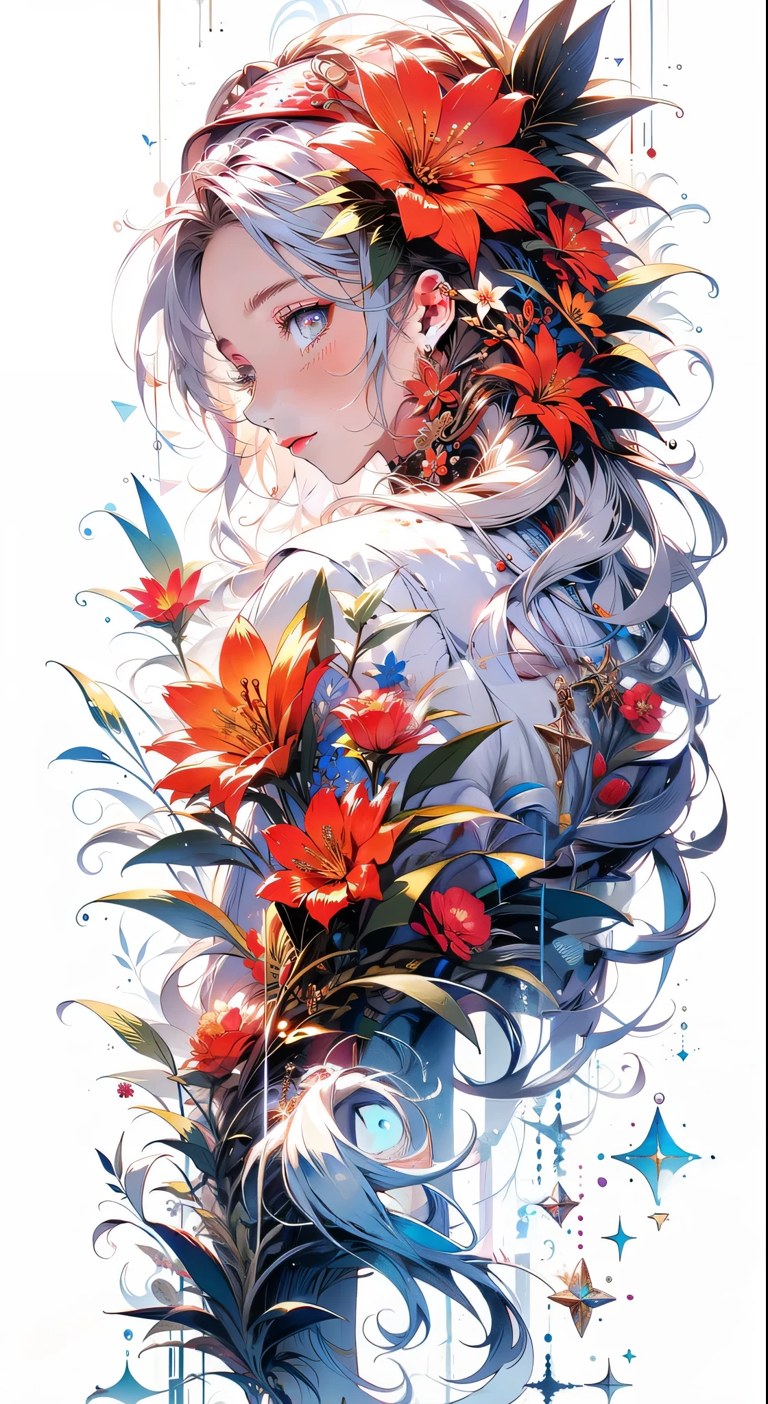 Masterpiece, best quality, 1girl, solo, 23 years old, adult, teal and green hair, messy hair, asymmetrical hair, ahoge, very short hair, aqua eyes, medium breasts,  toned, 167cm, pale skin, glasses, grin, olive green shirt, jeans, midriff peek,