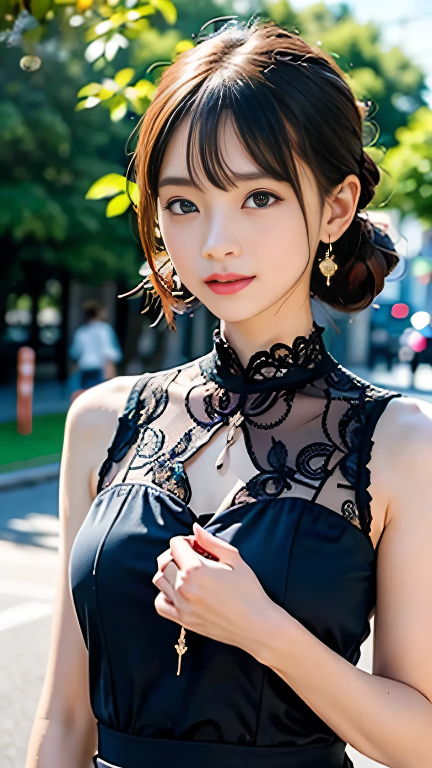 2 girls、twin tail hairstyle,table top, highest quality, 8k, student, Ten generations, RAW photo, absurd, award winning portrait, smile, botanical garden, neon, idol face, viola lace, gardenia, delicate girl, Upper body, Digital single-lens reflex camera, looking at the viewer, Frank, Sophisticated, Zora々right, thin arms, professional lighting, film grain, chromatic aberration, (Eye and face details:1.0), (Bokeh:1.1),Luxurious blouses、intricate lace、intricate hair ornament、intricate earrings、intricate necklace、beautiful breasts、shawl、pinks and light blues,Two people hugging each other