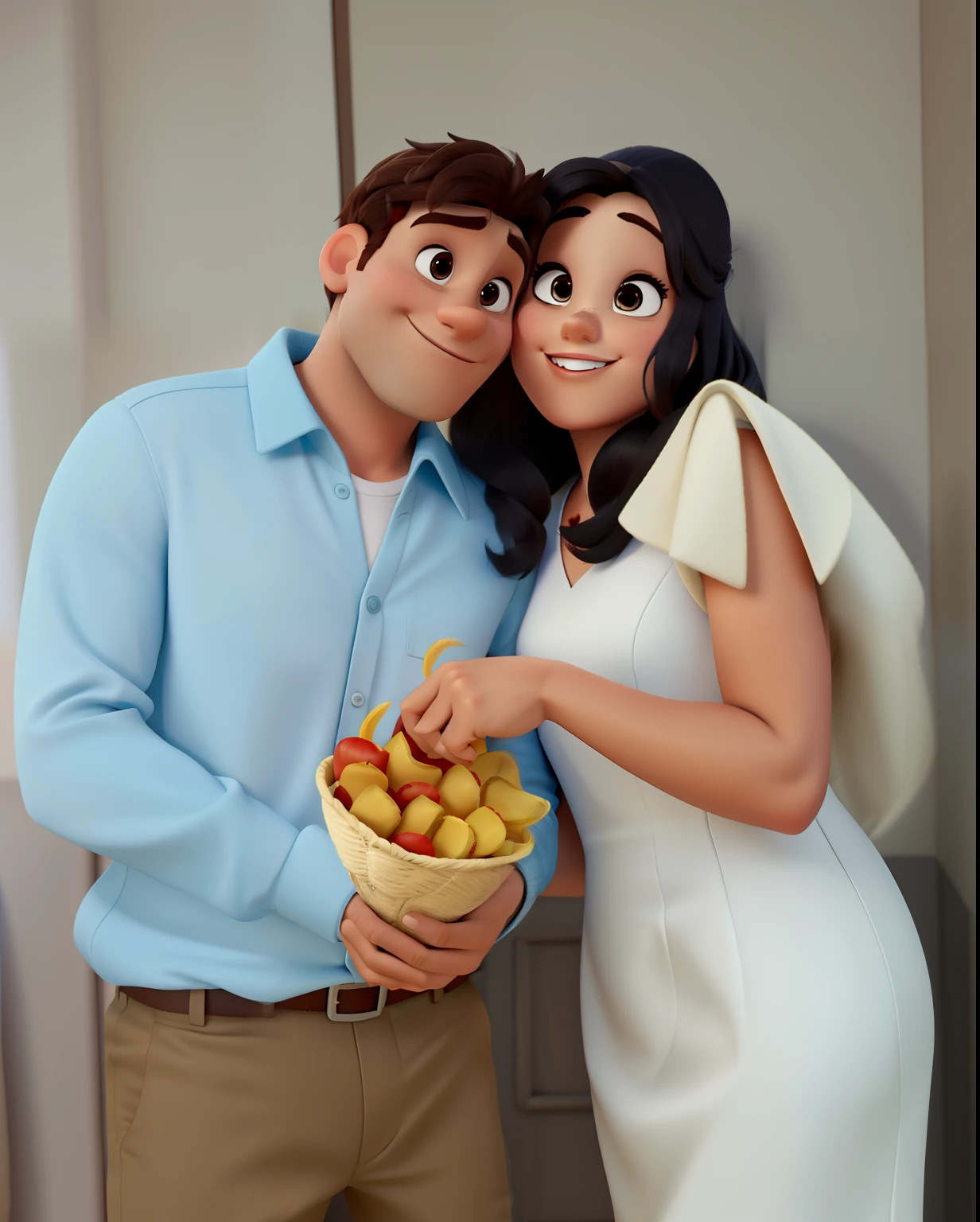 casal homem e mulher no estilo Disney Pixar, alta qualidade, melhor qualidade