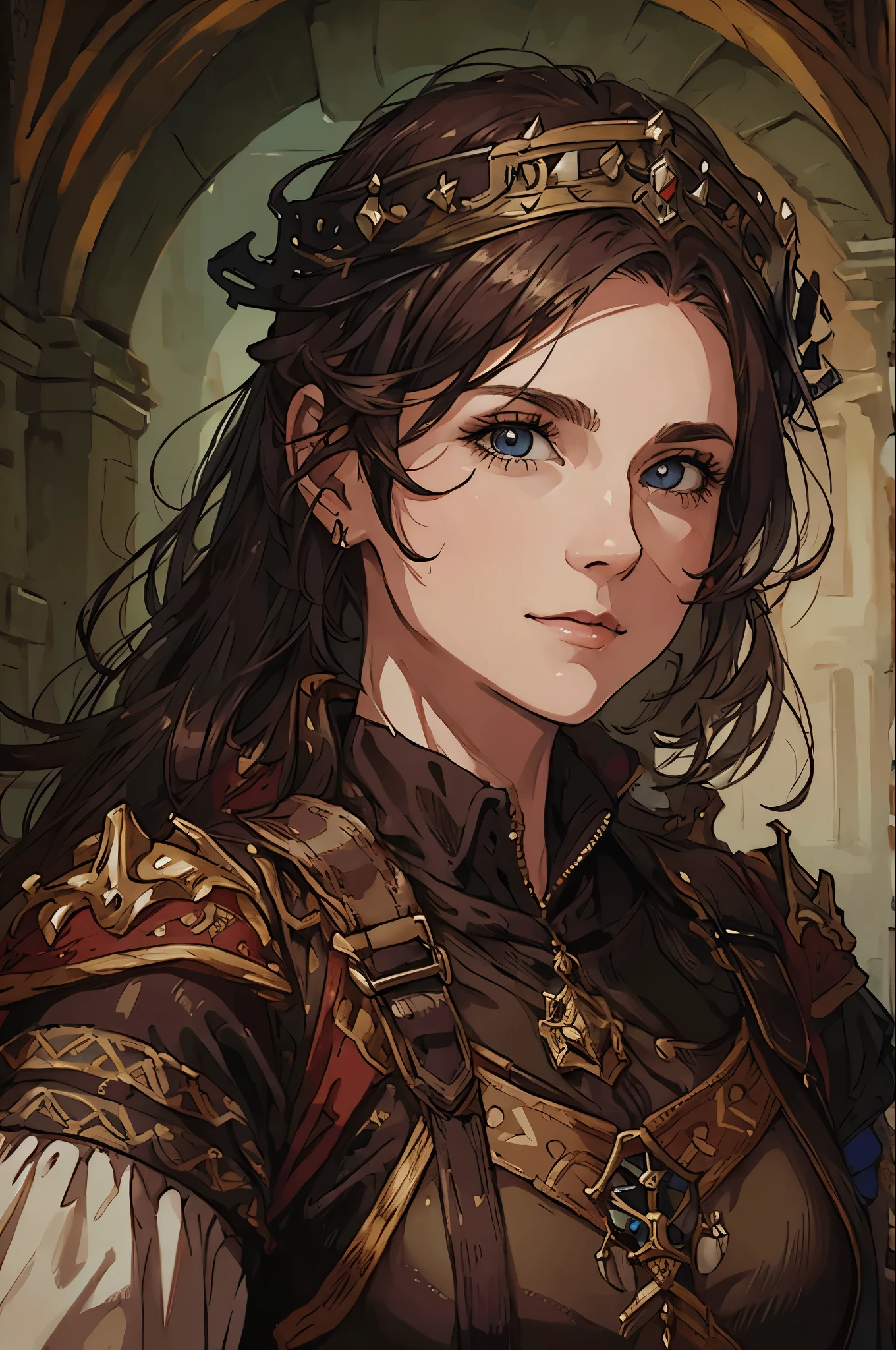 1woman,portrait,Medieval mercenaries,real,head shot