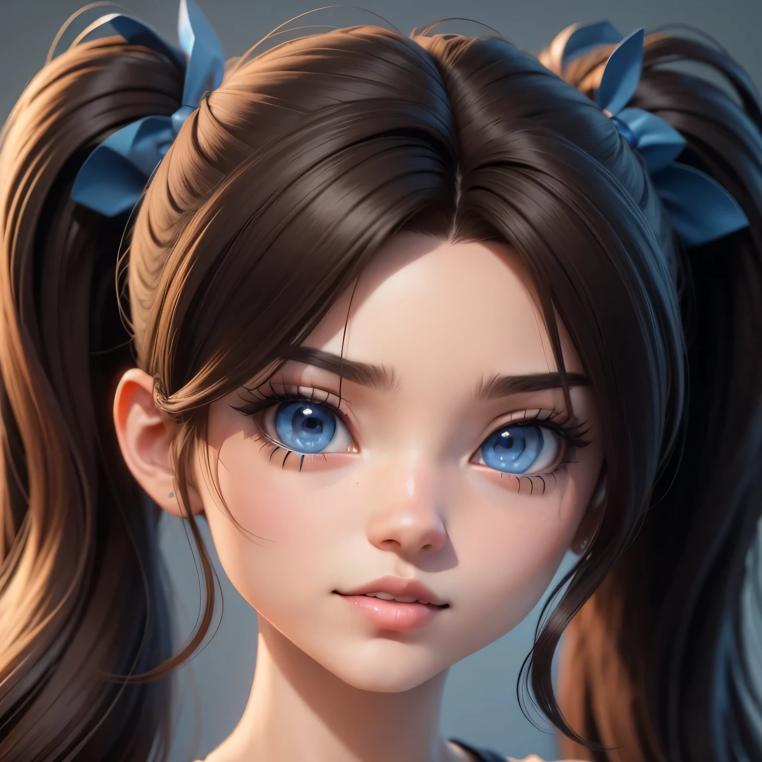 un primer plano de una chica con cabello largo y ojos azules, estilo anime realista 3D, anime estilo 3d, germen de arte ; motor irreal 3d, anime estilizado, Retrato realista kawaii, render de una linda chica anime 3d, Anime 3D realista, chica anime 3d, arte de anime digital detallado, render fotorrealista de chica anime