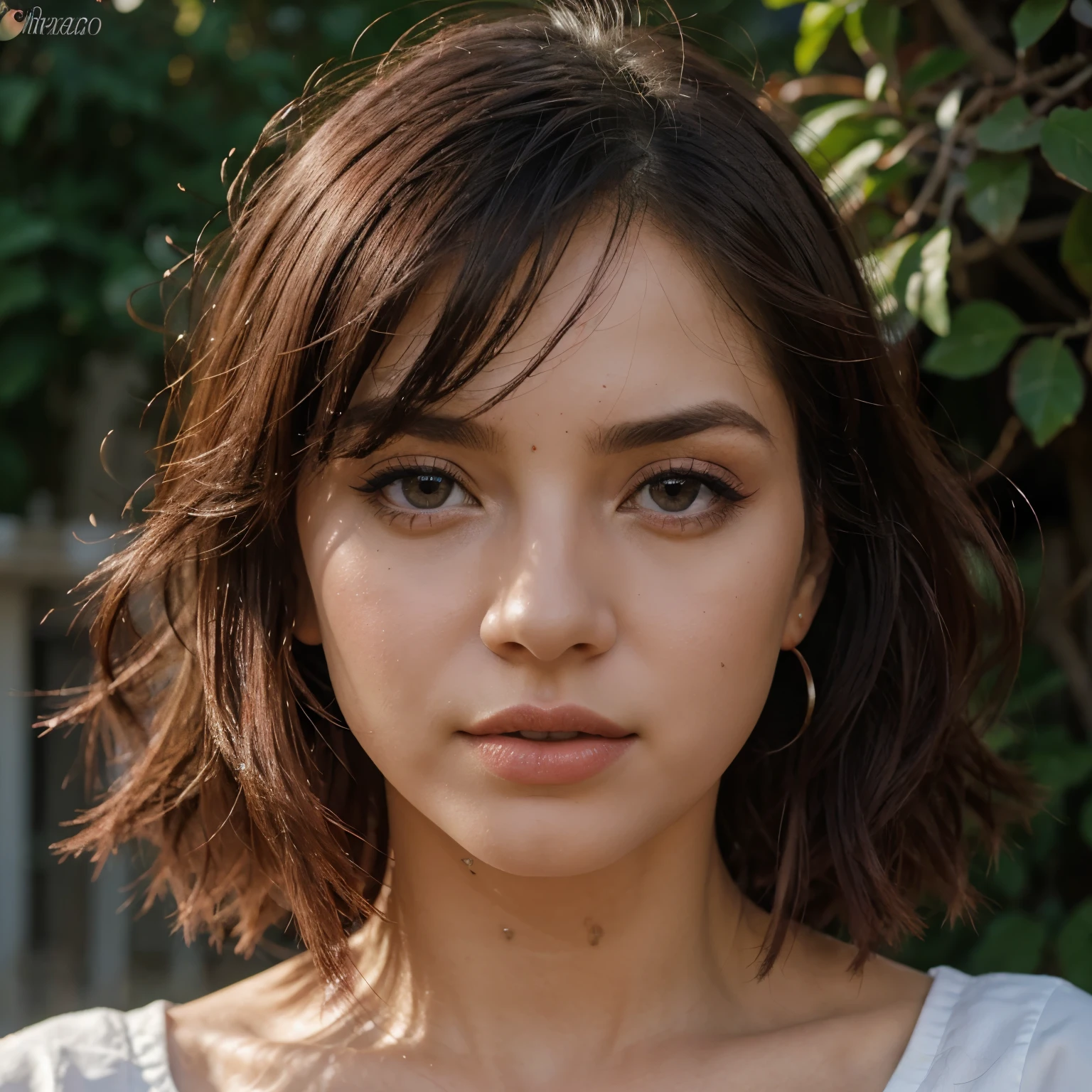 realista, 1 chica, pelo blanco, ojos morados, ojos brillantes, top corto, falda, Labios partidos, rubor, Noche, flores, sol, sollight, foto, manos atadas