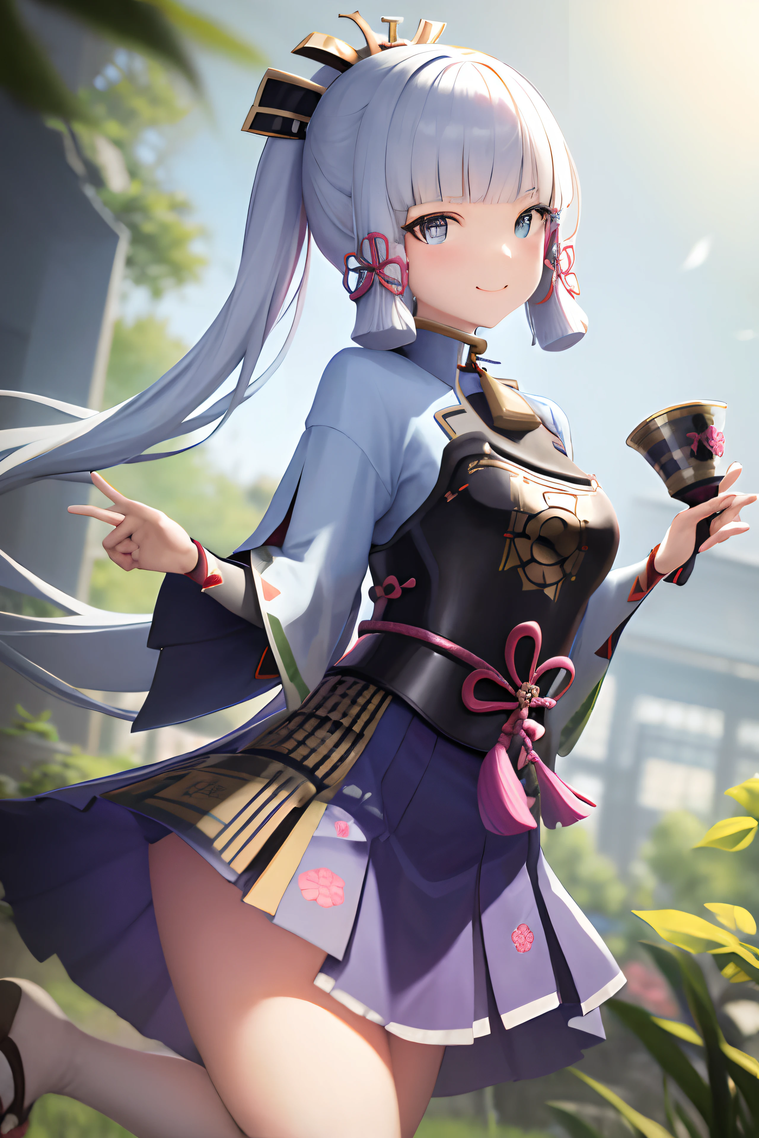 Obra maestra, high resolution, Mejor calidad, 1girl solo, kamisato_Ayaka, sonrisa, kimono