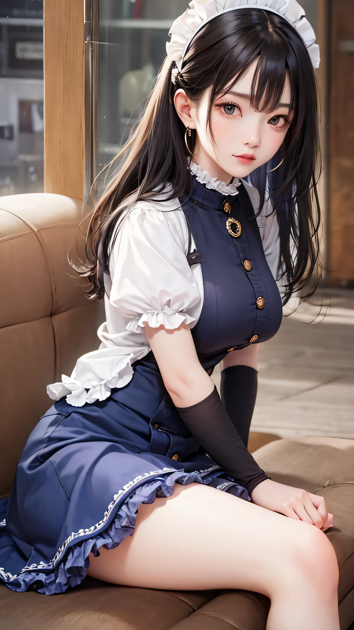 (8k, original photo processing, best quality, masterpiece: 1.2, thighs,), (realistic, realistic, photo realistic: 1.37), ultra-detailed,
Beautiful and delicate eyes, beautiful delicate nose, huge, JK uniform, pleated skirt, stockings