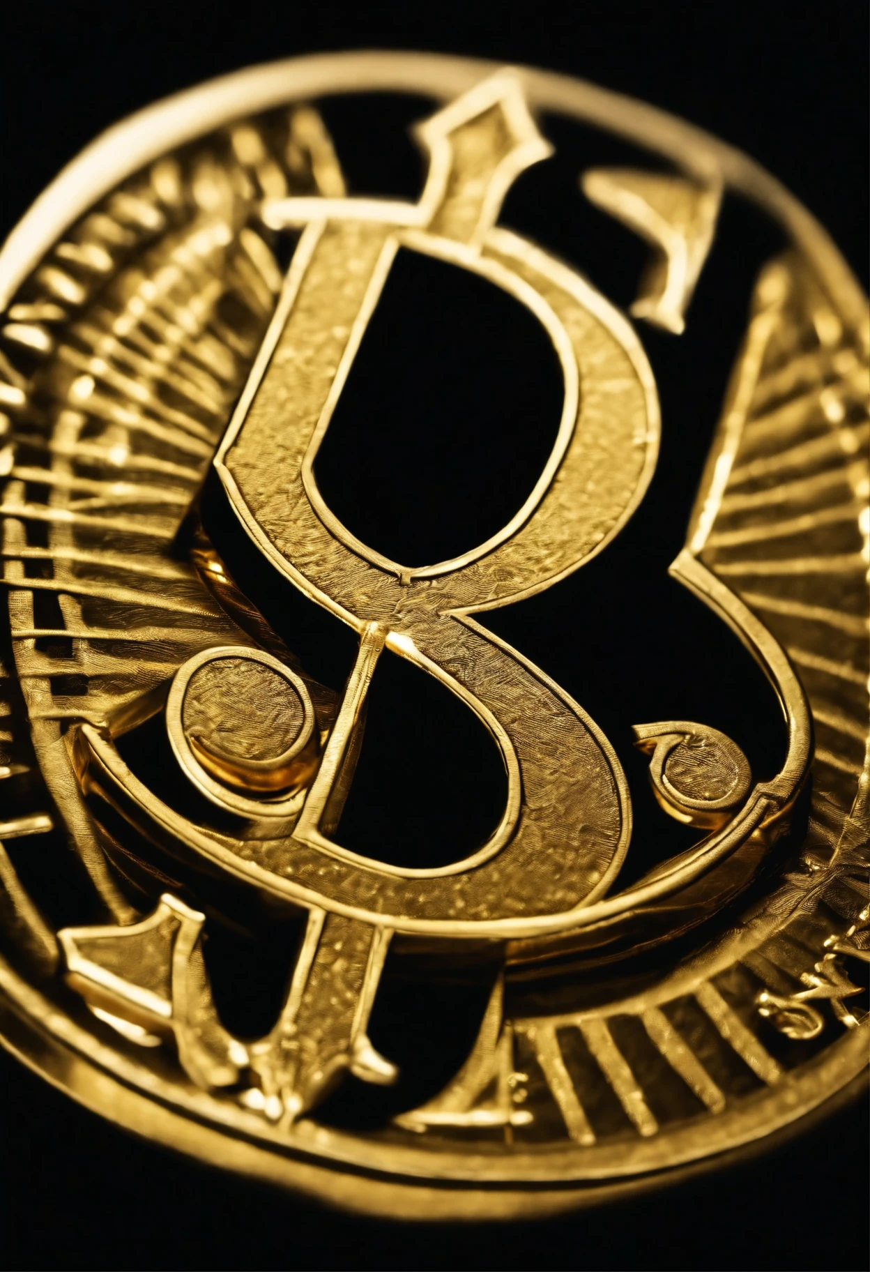 Photo of a golden dollar sign with a black background