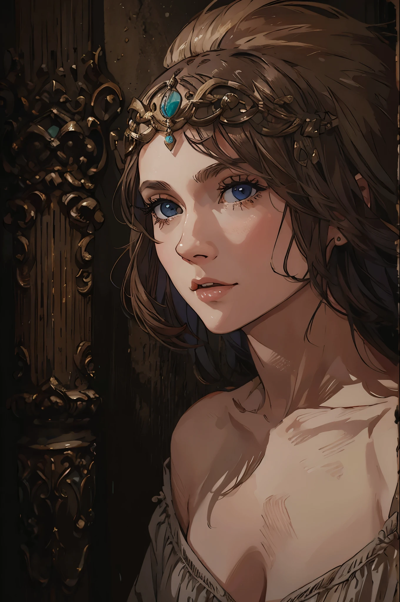 1woman,portrait,Medieval ,naked,real,head shot