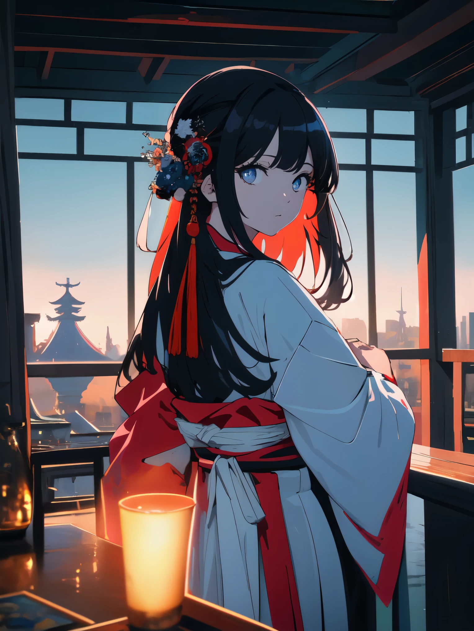 highest quality、masterpiece、detailed、Shining eyes、1 girl.alone,Hanfu,Chinese service,(back side:1.2),photograph, masterpiece, photorealism,highest quality, ultra high resolution, RAWphotograph, photograph撮影, Professional, amazing details, colorful, surrealism, masterpiece, highest quality, HDR, point of view, highest quality, sharp focus, digital art rendering, 8k,beautiful anime