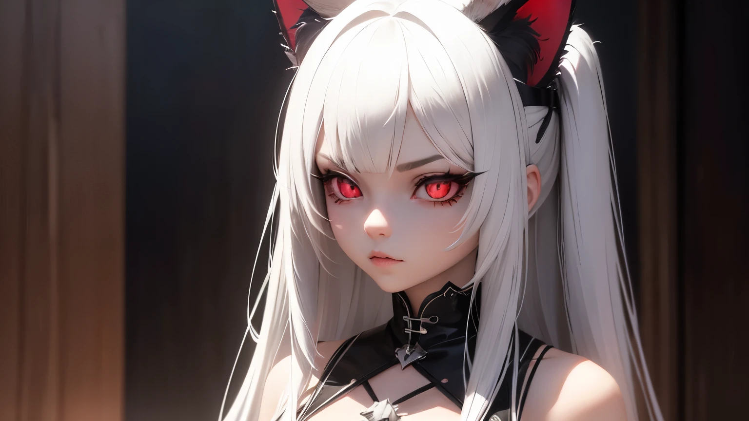 White hair, big, big butt, blood red eyes, evil, a little sexy.best quality, expressive eyes, 1girl , cat girl , full body , sex toy --auto --s2
