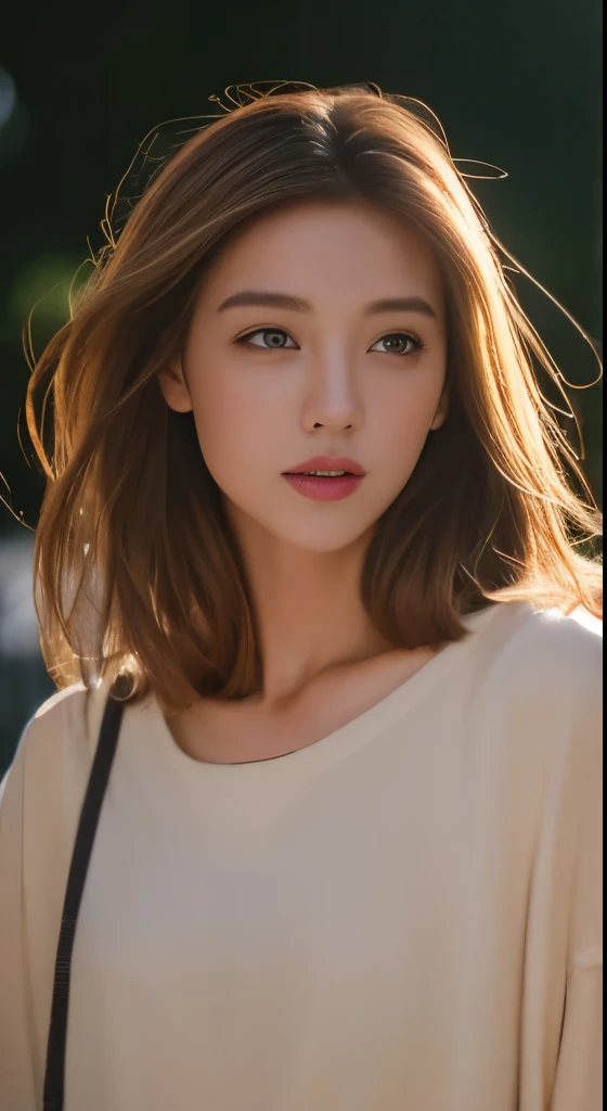 ((realistic lighting、highest quality、8k、masterpiece:1.3))、clear focus:1.2、1 girl、perfect figure:1.4、slim abs:1.1、((light brown hair))、(Fashionable autumn clothes)、(outside the house、night:1.1)、street、super detailed face、narrow eyes、double eyelid、