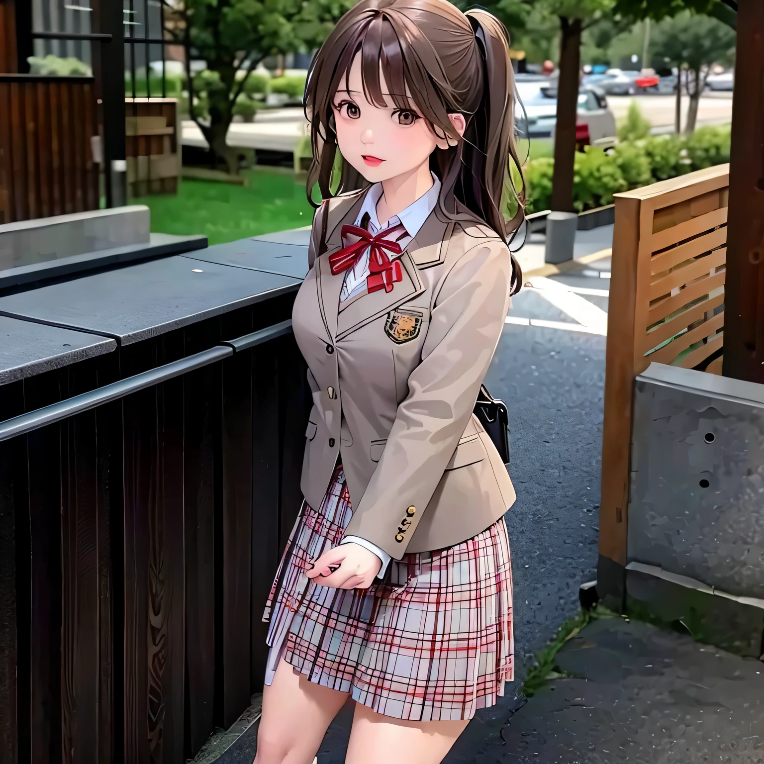 high school girl Blazer Uniform young Scrunchie on the wrist Lunch break Bento