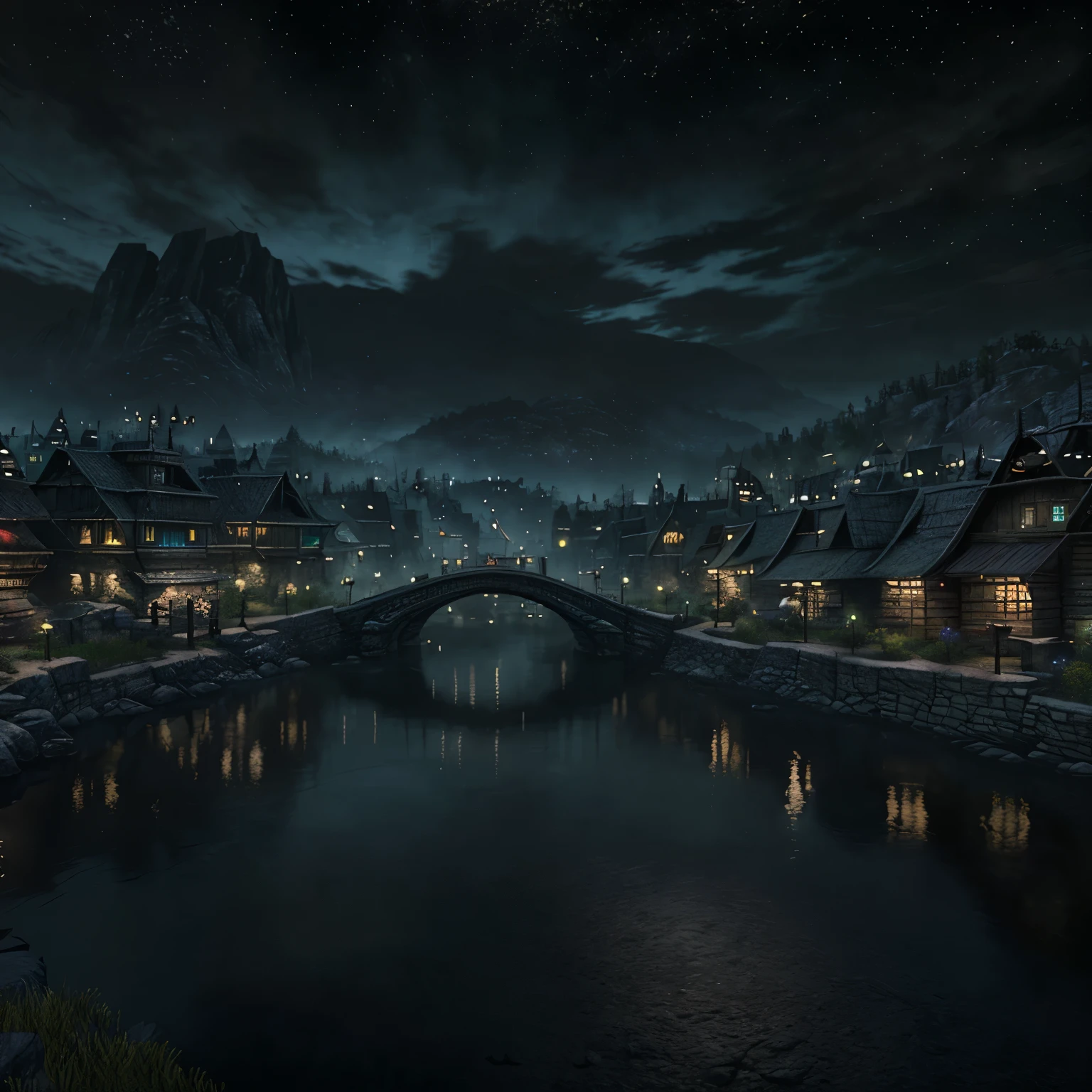 Night Riften realistic,elder scrolls online, city image
