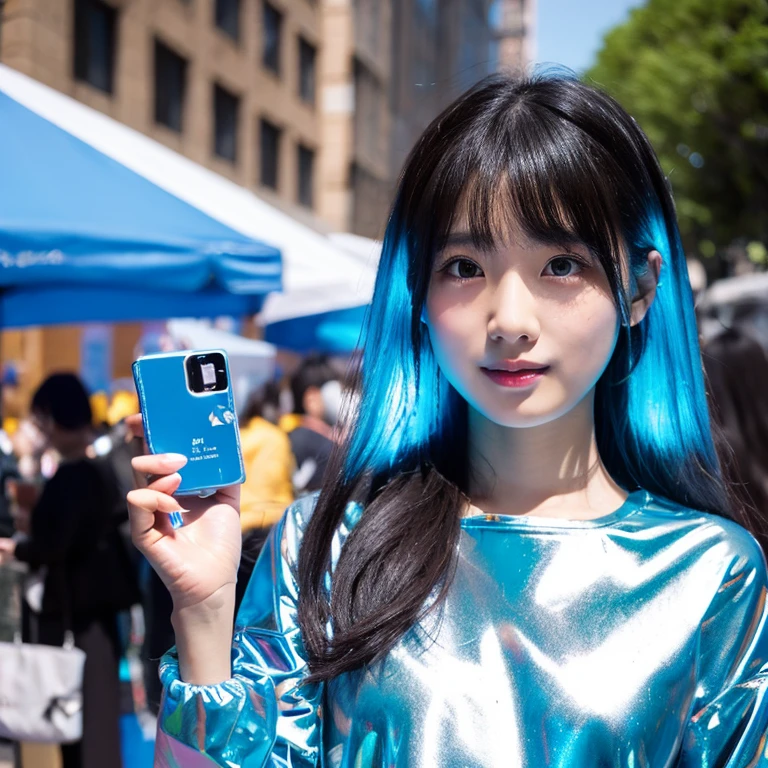 girl, Anime, Looking at Viewer, Bubbles, Highly detailed, Reflective Transparent, Iridescent Opaque Jacket, Long Transparent Iridescent RGB Hair - ar 3:2