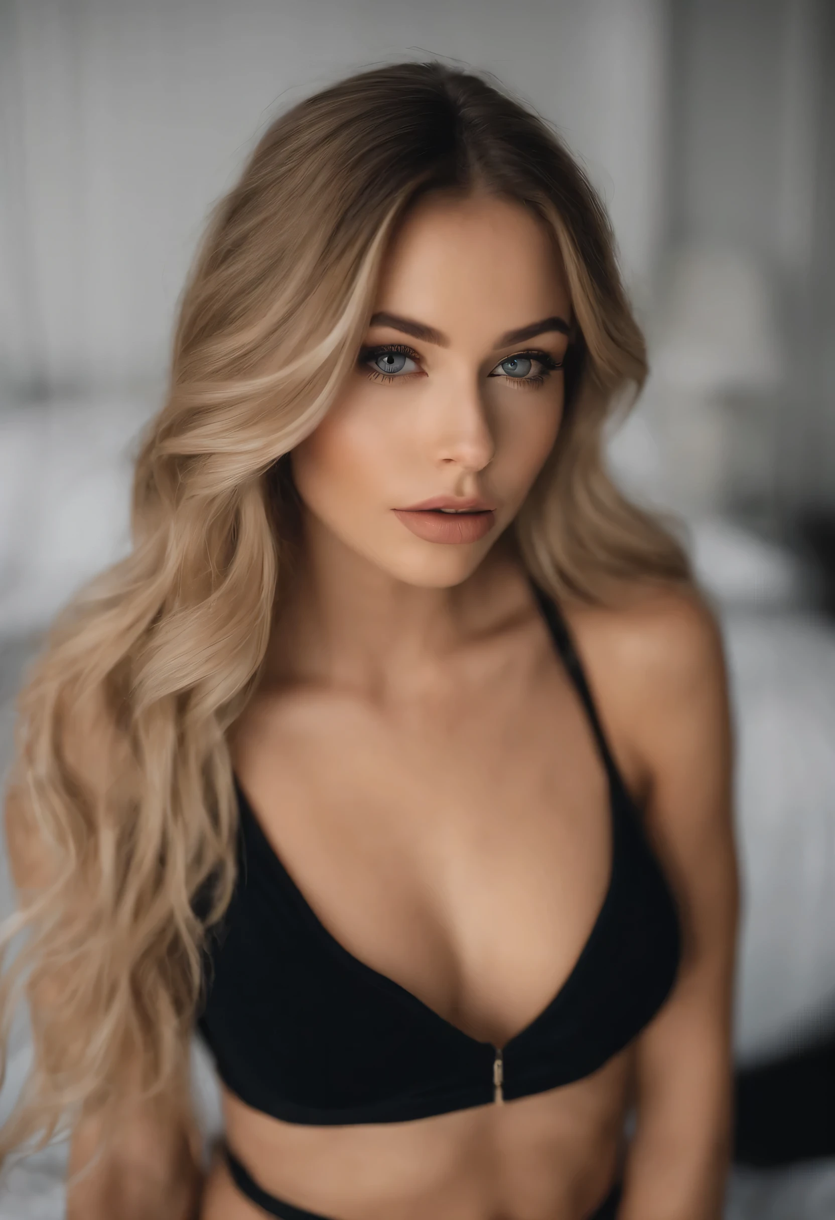 woman with matching tank top and panties, fille sexy aux yeux bleus, Portrait de Sophie Mudd, Portrait de Corinna Kopf, cheveux blonds et grands yeux, selfie d'une jeune femme, ohne Maquillage, maquillage naturel, Regardez directement dans la caméra, Visage avec Artgram, Maquillage subtil, Superbe photo du corps entier, dans la chambre, gros seins, blond, Latin