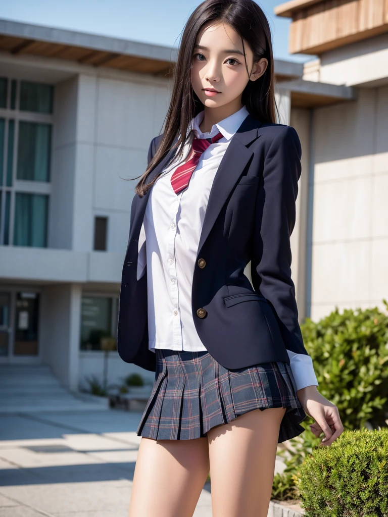 school uniform,((())),no makeup,high resolution,professional photo,High resolution,small breasts,10 years old,slim