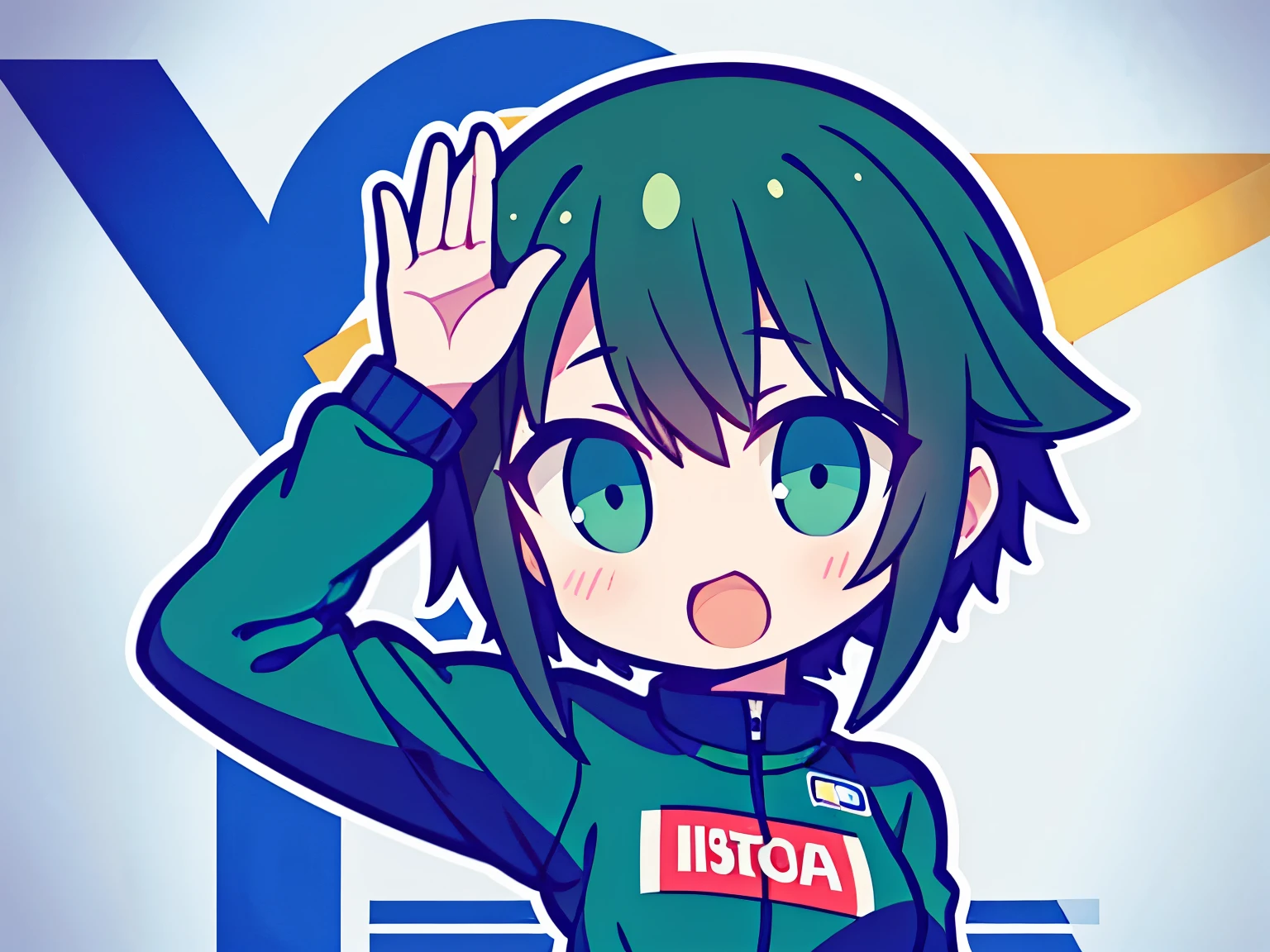 Logo of a girl with short green black hair from a car customization company called Infortunio wearing racing clothes