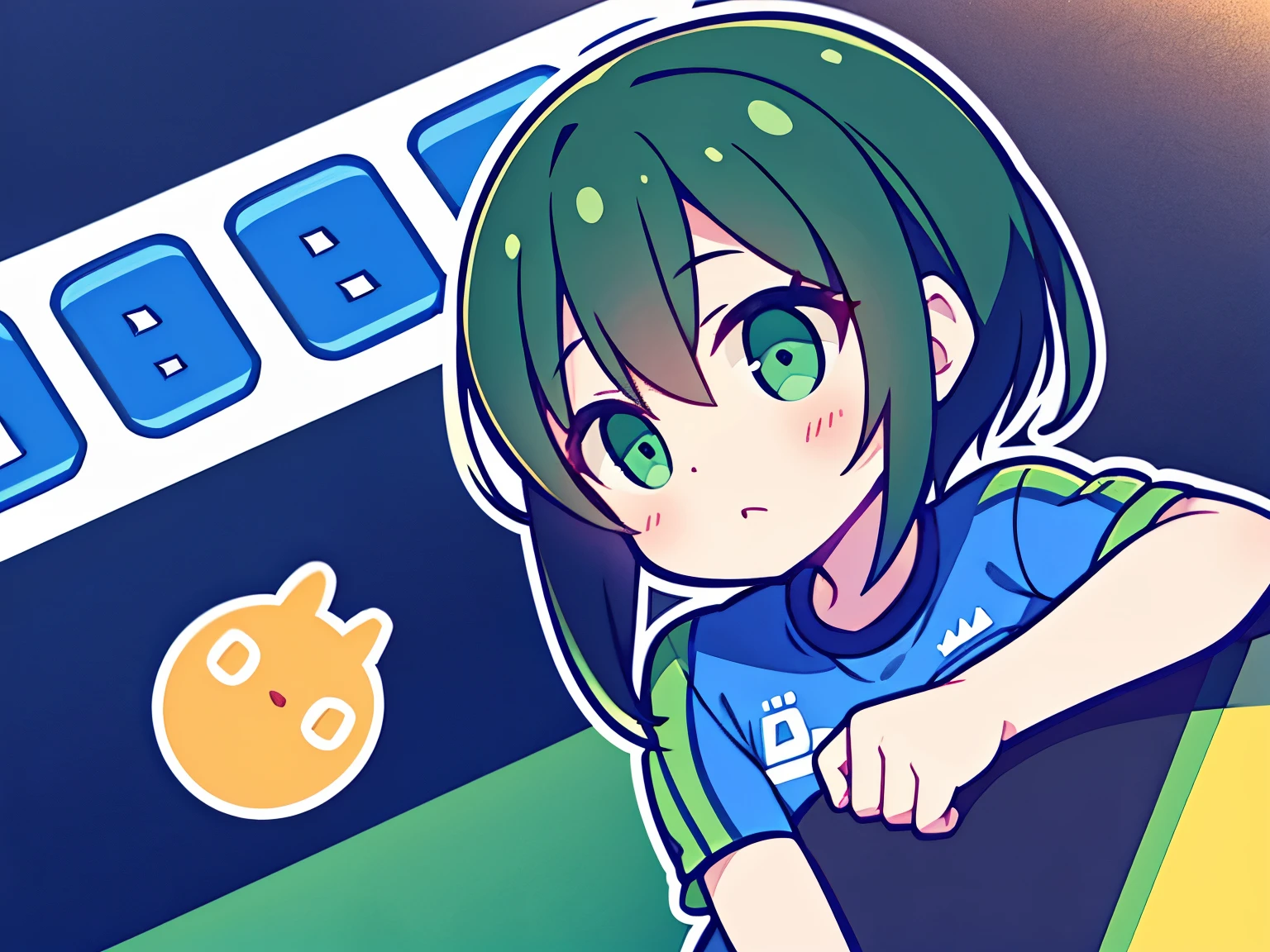 Logo of a girl with short green black hair from a car customization company called Infortunio wearing racing clothes