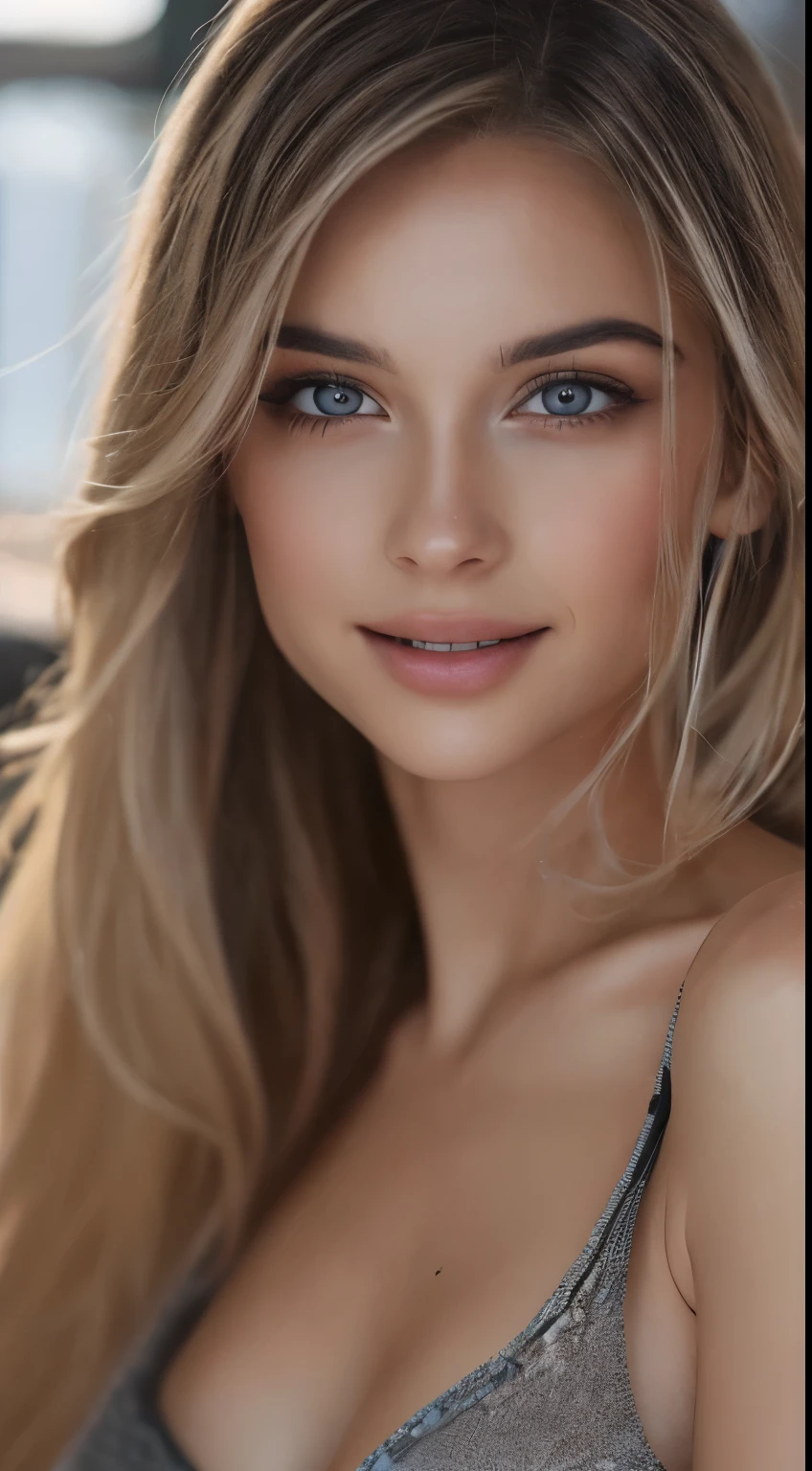 super realistic eyes、fashion model 20 years old, cute, [[[[moist eyes]]]], [[[[closeup]]]], [[[[chest]]]], [[[[neck]]]], [[[[shoulders]]]], perfect eyes, perfect iris, perfect lips, perfect teeth, perfect skin, soft front light, glow, HDR, (muted colors:1.2), Beautiful girl from Eastern Europe with her mouth closed、astonishing beauty、solo、Smile、beautiful face、Upper body、medium side cut、Beautiful short gray hair styled、beautiful little face woman, solo,　black theme,　look at the audience,one woman, It&#39;s real, Wolfzan-6500-V1.3, anime、animeスタイル、beautiful realistic eyes、casual dress、portrait beautiful detailed woman, very detailedな目と顔, Reality, beautiful detailed eyes, huge file size, Super detailed, High resolution, very detailed, highest quality, masterpiece, An illustration, very detailed, ticker, Unite, 8K painting wallpaper, fine, fine details, masterpiece, highest quality, Hvery detailed ticker uniform 8K wallpaper, face light movie lighting、cuteブラウス, dark background, oil, masterpiece, diffused soft film lighting, Portrait, highest quality (perfect face:1.4),stunning girl pictures,(8K and、photorealistic:1.25) 、(lip gloss、eyelashes、shiny face、shiny skin、highest quality、超High resolution、Depth of the bounds written、chromatic aberration、caustic road lighting、natural shading、woman, (Ultra Realistic eyes, High Resolution), (High Definition Eyes, High Definition Hair, High Definition Face, High Definition Plump Lips), (Breast Open Off Shoulder), Bust, Upper Body, Affectionate Smile, (Best Picture Quality: 1.4), Raw Photo, (Realistic, Photography: 1.37), Professional Photographer, Film-like Light, (Fine Plane: 1 . 2),1 Woman, (Ultra Realistic, High Resolution), (High Definition Eyes, High Definition Hair, High Definition Face, High Definition Plump Lips), (Open Breasted Off Shoulder), Bust, Upper Body, Adorable Smile, (Top Quality:1.4), Raw Photo, (Realistic, Photo Realistic:1. 37), Professional Photography, Neat Face: 1 .2), (Representative Work: 1.3), (8K, Photo Realistic, Raw Photo, Highest Quality: 1. 4), (Mature 20 yrs old), Small Face, Beautiful Face, (Realistic Face), No Makeup, Natural Makeup, Light Makeup, (Dark Brown, Short Hair: 1. 3), Beautiful Hair Style, Realistic Eyes, Detailed Eyes, ( realistic), beautiful skin, (sweater), small breasts, bust. b cup, messy, attractive, ultra high definition, ultra realistic, high definition, golden ratio, ff tiffany, gray background,