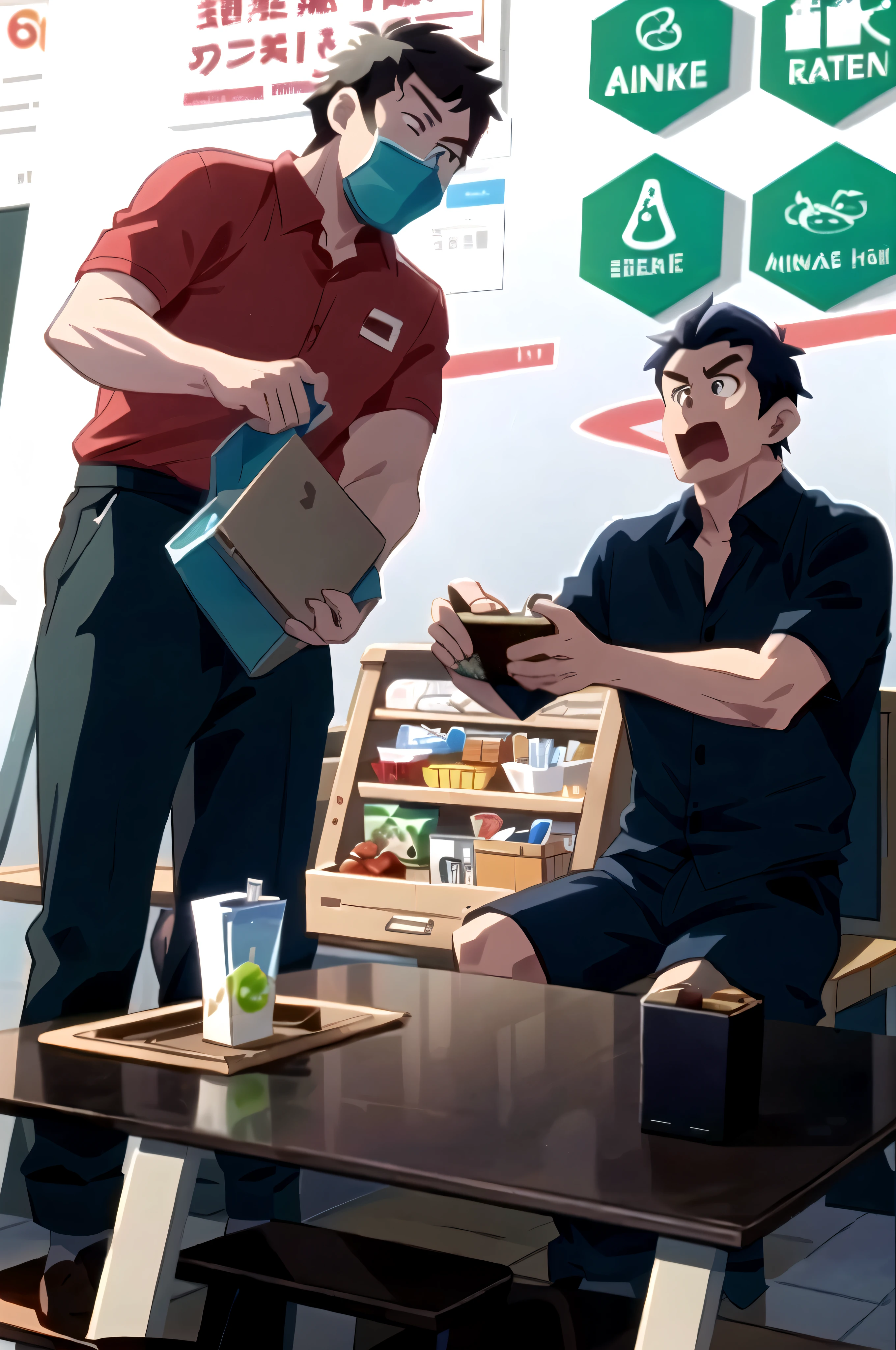 The beautiful waiter handed the handsome man a lunch box,Anime character sitting at the table,Holding a box of food in his hand, TV animation stills, animation screenshot, sankakucomplex anime image, Still from anime, Today’s recommended anime is still, Kuro anime screenshots, 2012年animation screenshot, Animated movie screenshots, in animation, 2 0 1 9animation screenshot