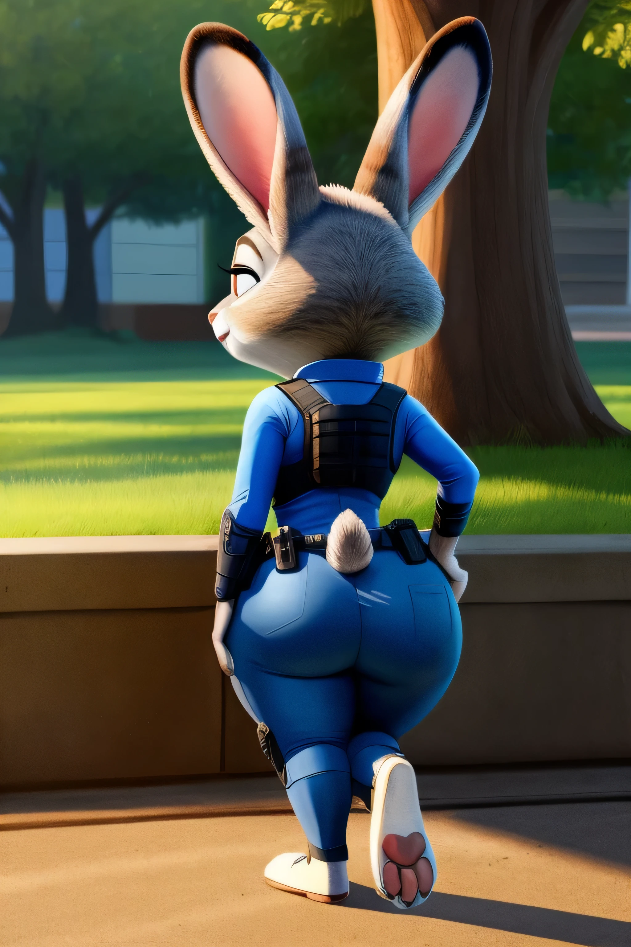 judy hopps,with his police uniform,thick thighs, thin hips, thick paws,zootopia 2, show butt