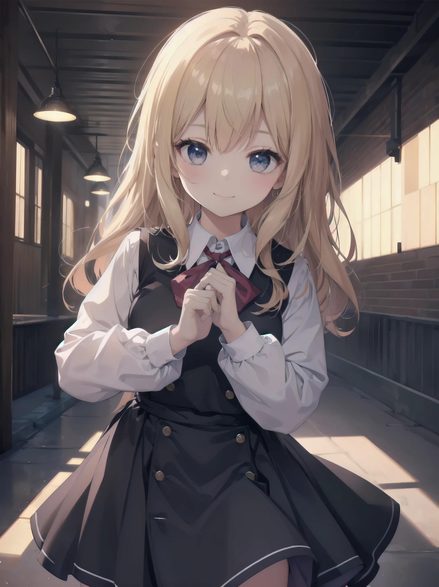 Enhanced dynamic perspective,cute cute beautiful girl,brand JK uniform,look at me and smile,simple background,works of masters,high quality,16K resolution,super fine,Accurate,cinematic lighting,