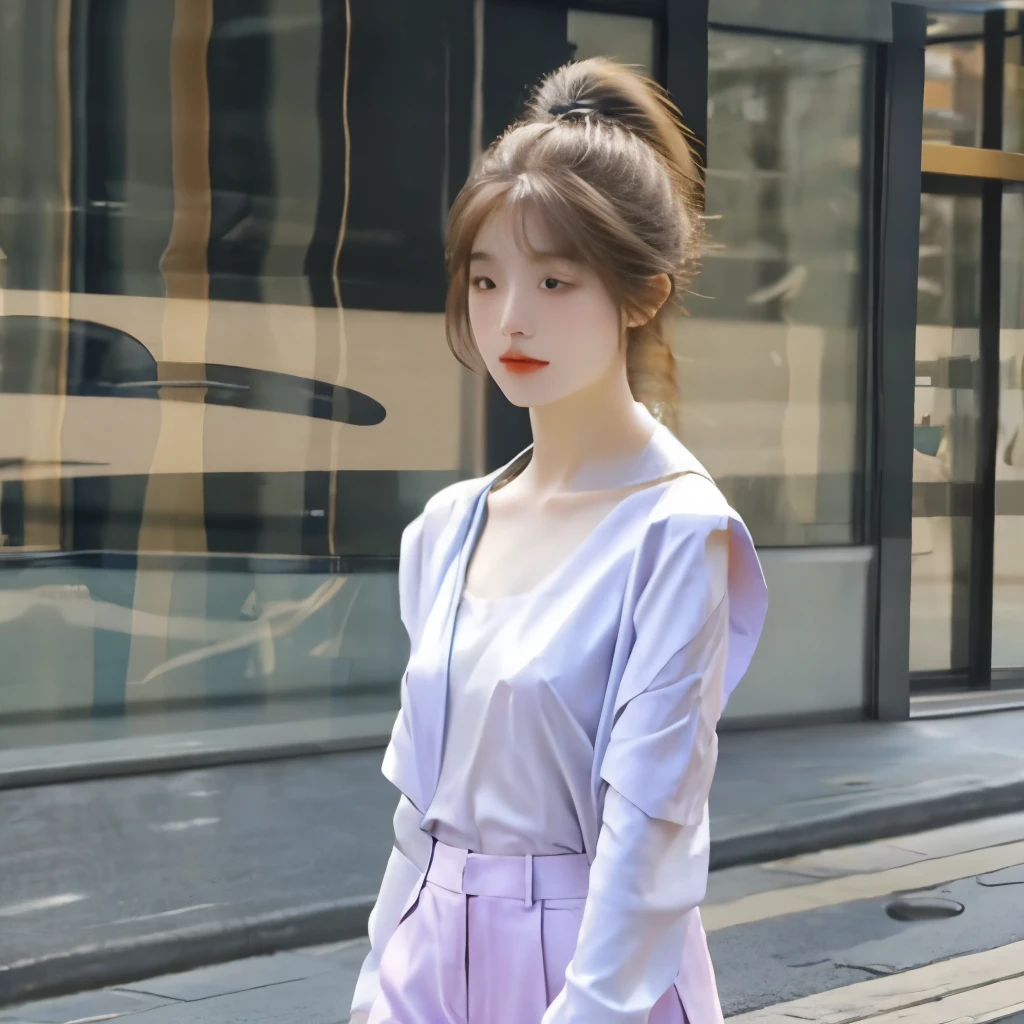 A goddess，ponytail，Character bangs，random action，White body shapely，Hands and legs，Exquisite face 1.2，Moisturizing and whitening skin 1.5，Random color velvet suit，Bare arms