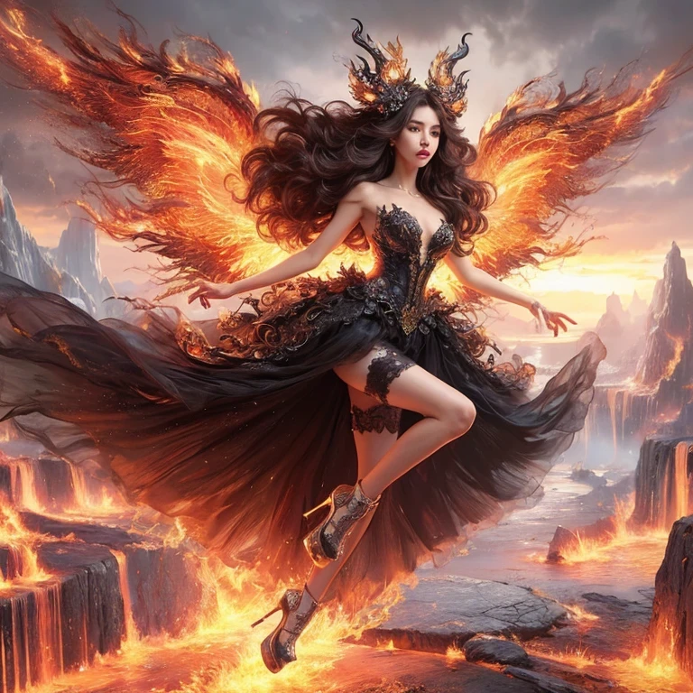arafed woman with bustier gigantic breast in a
Tight fire corset and flame dress in front of a building, wearing an ornate outfit, ornate dress, intricate dress, elegant flame corset, ornate and elegant, extravagant dress, inspired by Hedi Xandt, ornate attire, intricate outfit, ornate royal gown, ornate clothing, ornate gown, intricate and elegant, intricate detailed dress, ornate , royal dress, detailed hand, detailed finger, Fire in the body, Fire on the dress,Fire wings, Fire element, Transparent clothing, masterpiece, best quality:1.2),,(8k,highres,RAW photo,realistic,photo-realistic:1.3),(detailed skin texture,detailed cloth texture,detailed flame texture, beautiful detailed face:1.25),professional lighting,photon mapping,beautiful soft light,radiosity,physically-based rendering,raytracing, model shoot style, model shoot style, (extremely detailed CG unity 8k wallpaper), full shot body photo of the most beautiful artwork in the world,
