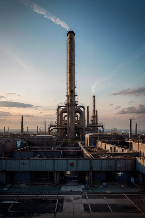 an abandoned petrochemical Structure in a futuristic city