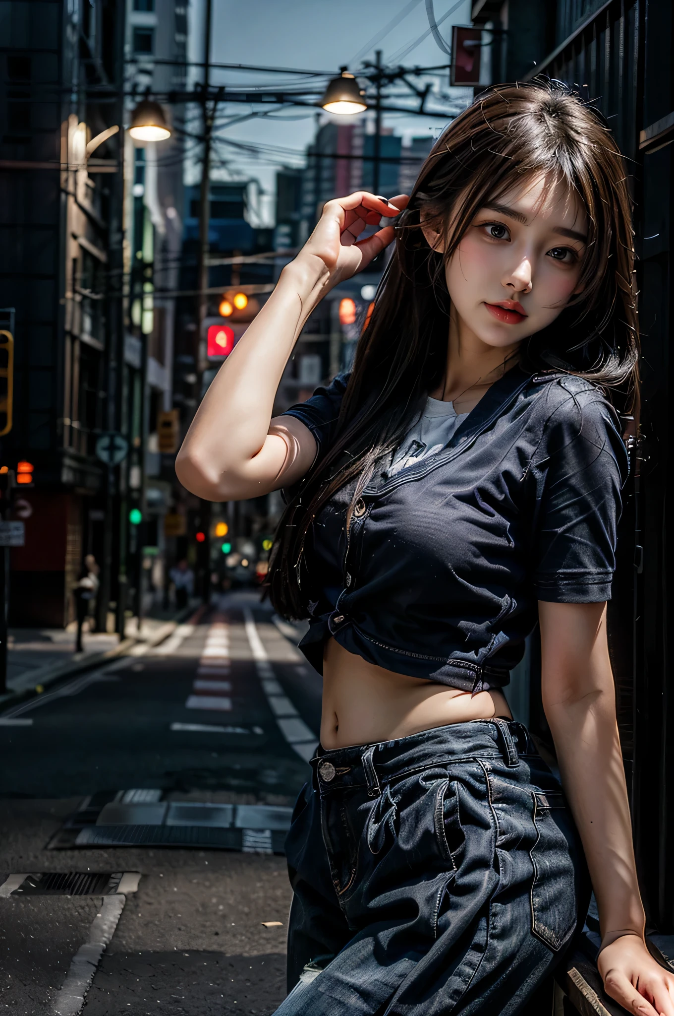 (8k, RAW photo, best quality, masterpiece:1.3),(realistic,photo-realistic:1.37),(night),(looking at viewer:1.331),posing,Tokyo street,nightcityscape,soft light,1girl,extremely beautiful face,bust,Random hairstyle,Random expression, ,lower abdomen