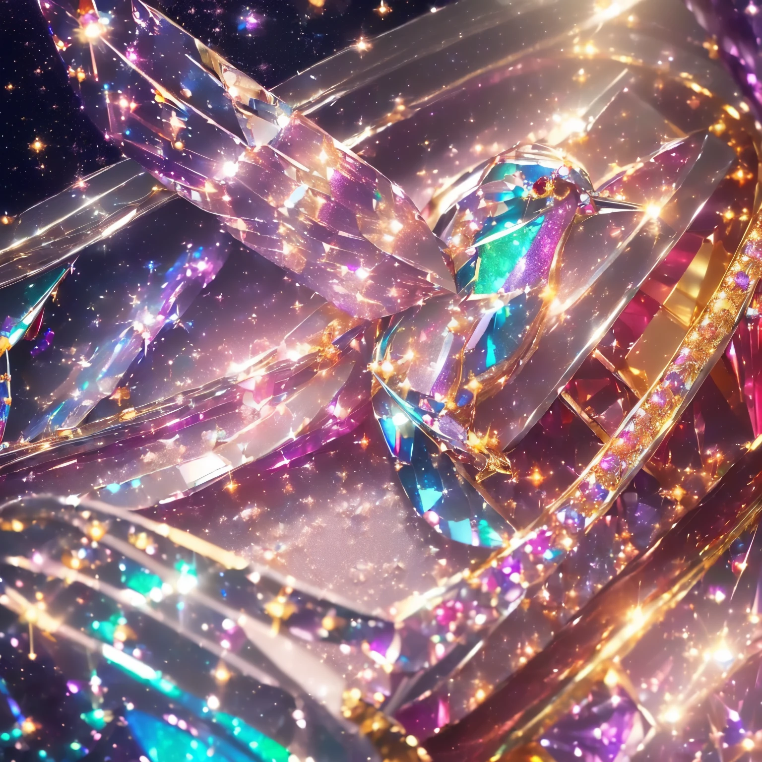 masterpiece, hummingbird made of (sparkling, shining brightly, shiny chrome plated, shiny gold plated, shiny silver plated:1.7) AND (sparkling, shining brightly, ruby, pink sapphire, blue topaz, emerald, amethyst, diamond, crystal, rainbow moonstone, white opal:1.4)
