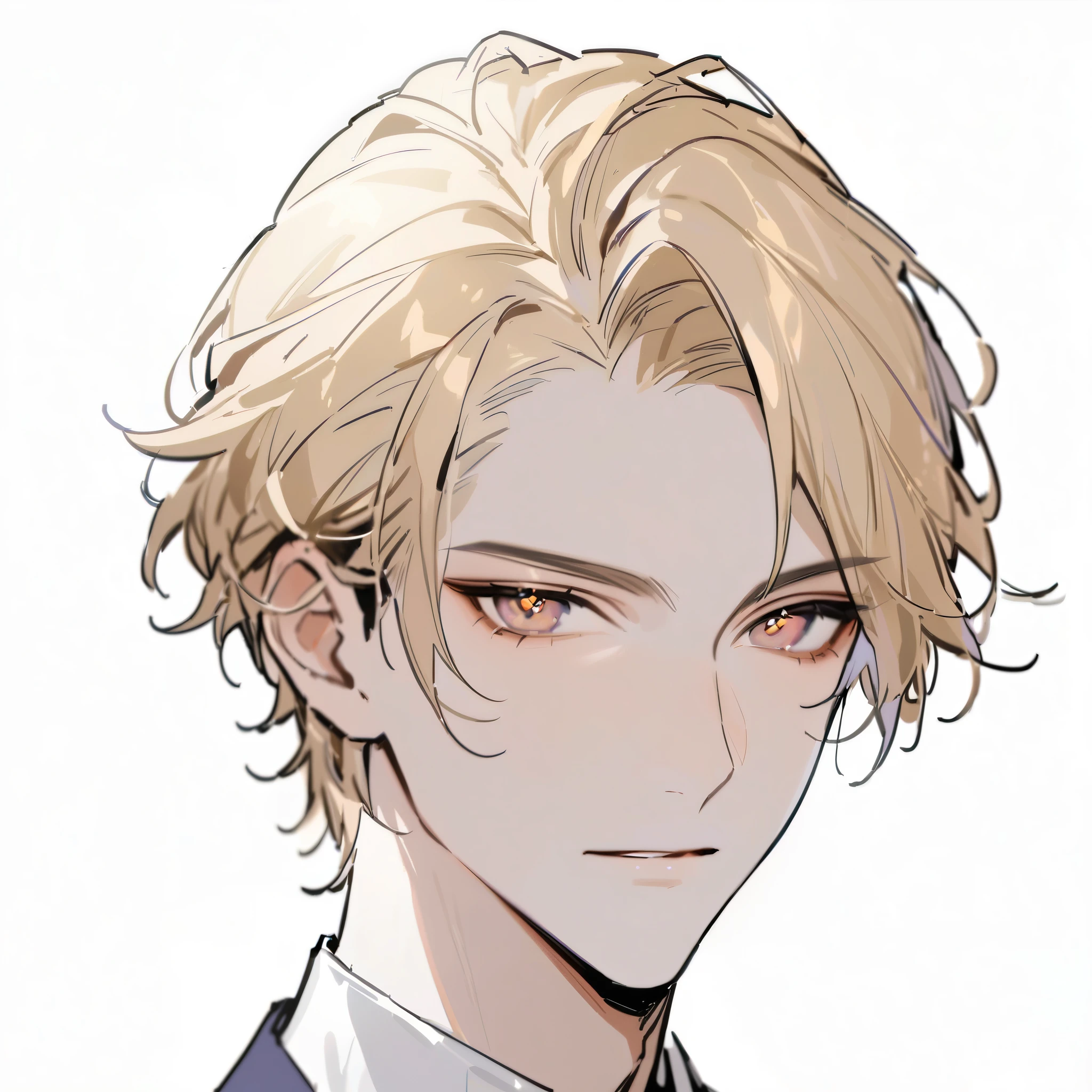 一个现代handsome哥,25-year-old man,blond,brown eyes,short hair,No bangs,Show forehead,middle parted hair,young man,dynamic hair,delicate face,Bright Eyes,jewel eyes, Extremely detailed eyes, Handsome,handsome,White skin,Single photo,Upper body photo from thighs up,handsome哥,handsome face,masterpiece,high-definition,Masterpiece,sense of fragmentation,A beautiful man,exquisite eyes,Delicately sculpted hair,Rich in details,standing in front of a white background,handsome哥,juvenile,blond,short hair,handsome face,Handsome,handsome,超级handsome哥,White skin,fair complexion,handsome哥,handsome face,Beautiful face,indifferent的表情,reflective hair,Shiny hair,现代都市handsome哥,trend,Handsome,front,gentle,Look straight ahead,eye level,High cold temperament,blond,cold face,indifferent,cold,Do not laugh,Shut up,Poker face