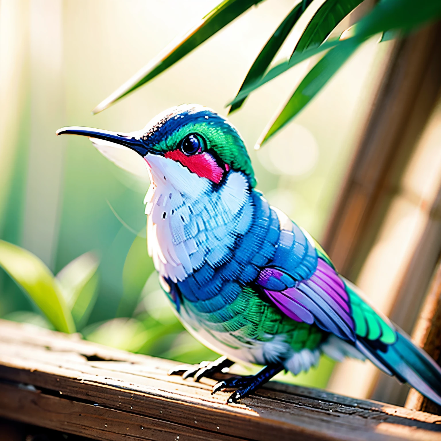 masterpiece, hummingbird, wind, wind-effect, background fantasy art, pastel colored forest
