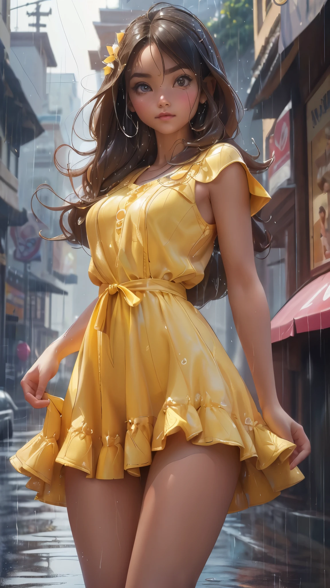 one chica, (a beauty chica, delicate chica:1.3), (:1.3),
ROMPER, ((ropa de mucama、beautiful pubic hair:1.4)),
ROMPER, claridad extremadamente fina, (symmetrical eyes:1.3),
ROMPER, (vista de calle:1.3),
ROMPER, small breasts, Brown eyes, flequillo partido, ((cabello plateado:1.3)),  chica,((Todo el cuerpo:1.3))、
ROMPER, (Detalles de ojos y rostro.:1.0),
ROMPER, (Obra maestra, of the highest quality, super detailed, cara detallada, 8K)、NSFW、((dynamic pose:1.3))、((beautiful pussy:1.5)), (lluvia agua cayendo :1.4), (mostrando panties:1.4), ,( ciberpunk 2.1),( estilo kawaii vestuario :1.4 (