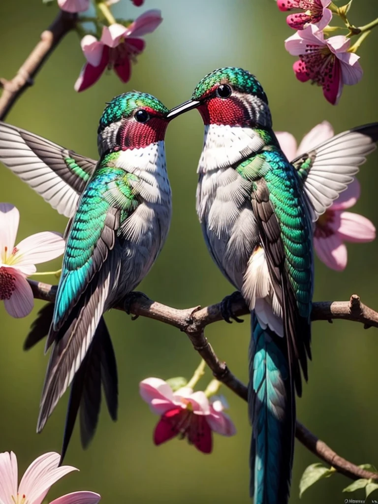 Lovely hummingbird couple