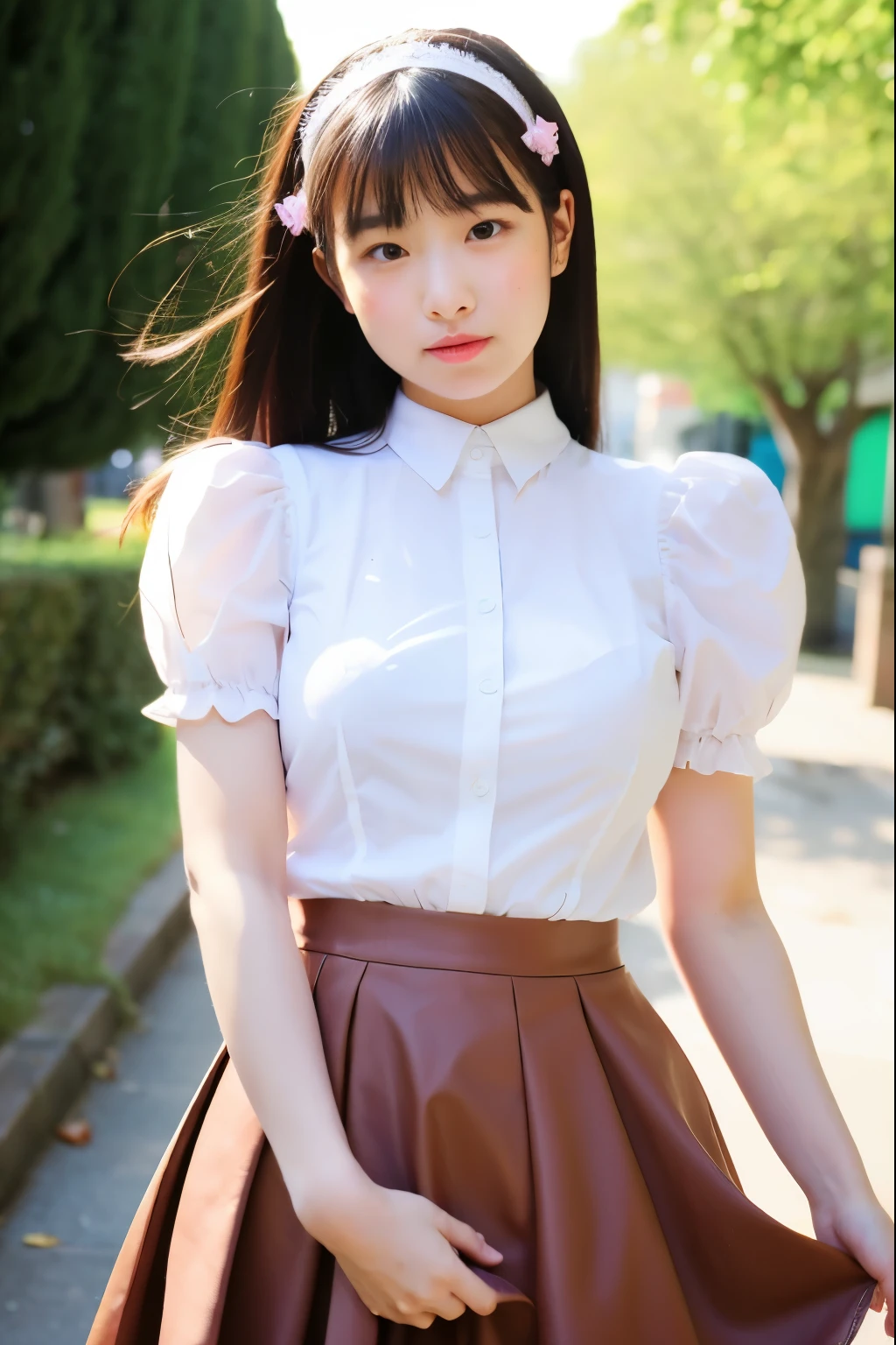 {girl } [Skirt flip] Full Body Lolita Fluttery Skirt Maid Beautiful Breasts A Cup  Lady Naomi