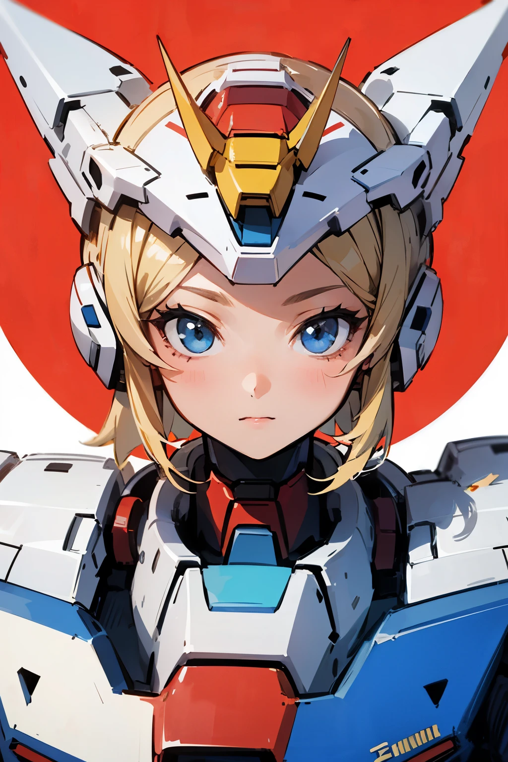 ((highest quality)), ((masterpiece)), (be familiar with), perfect face,
1 Gundam armor, super cute and beautiful girl