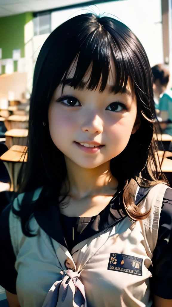 very detailed, high quality, masterpiece, (((very beautiful elementary school student)))、bright smile、8k、realistic、High photo quality、