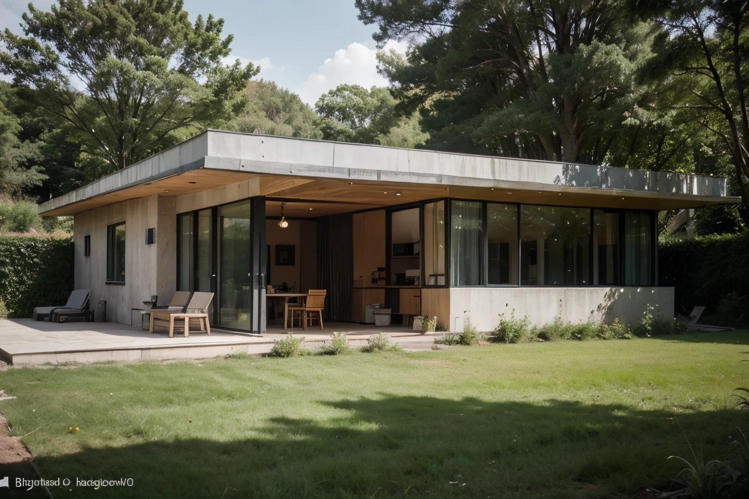 make a house in modern architecture, with vegetation and no people