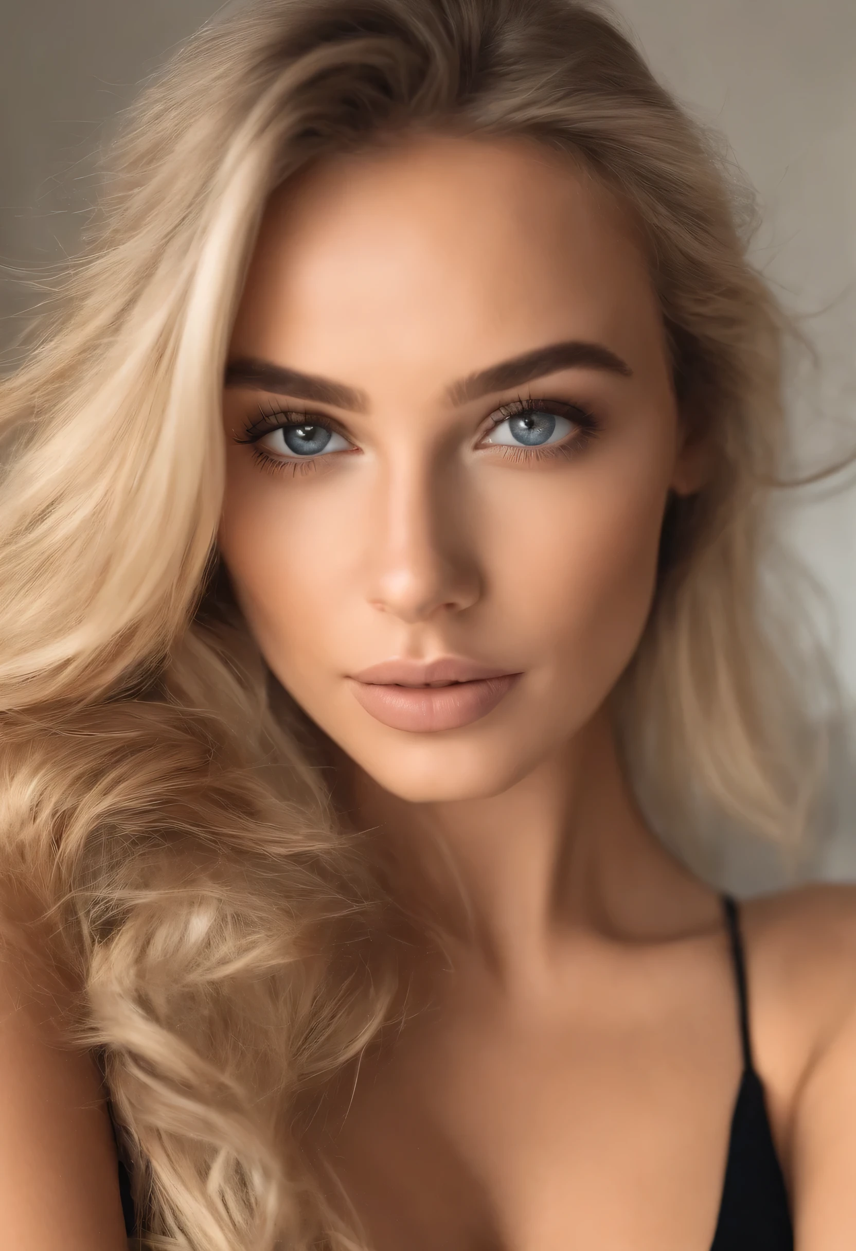 Oman with matching tank top and panties, fille sexy aux yeux bleus, Portrait Sophie Mudd, Portrait de Corinna Kopf, cheveux blonds et grands yeux, selfie of a young woman, ohne Maquillage, maquillage naturel, Look directly into the camera, Visage avec Artgram, dezentes Maquillage, Superbe photo du corps entier, dans la chambre, gros seins, Blonde, Latin