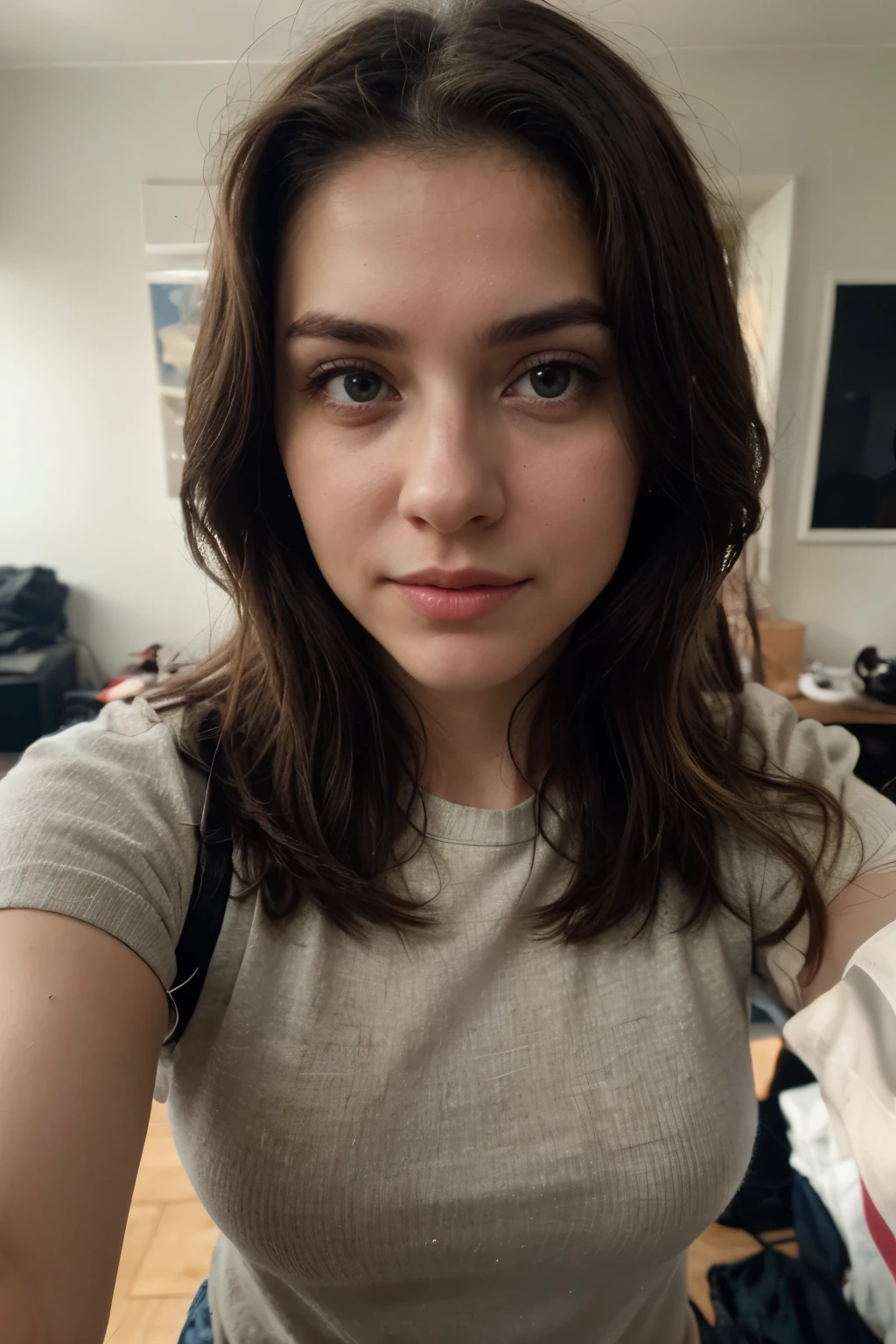 ((selfie)), (((selfie))), top view, photorealistic, Best quality, hyper detailed, beautiful Ukrainian woman, tender face, details on the face, light green eyes, dark blonde hair, imperfections, professional photo, with clothing, clothed, cinematic, ultra-realistic, maximum quality, full body, alone, (day), head-on, looking at viewer, skin texture, ultra detailed, close-up, ultra high resolution, Best shadow, RAW, Instagram LUT, 8k, 16k, 32k, masterpiece, Sony A7SIII, Canon EOS R8