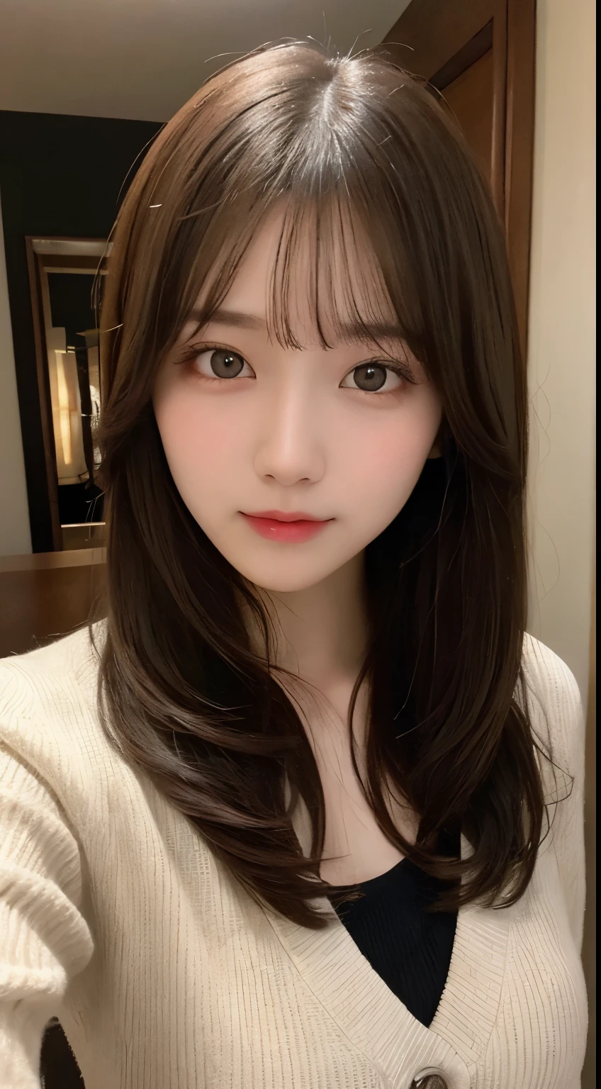 table top, highest quality, shape, Super detailed, finely, High resolution, 8k wallpaper, 完璧なダイナミックな構shape, beautiful and detailed eyes, luxury coat(long sleeve dress)、straight hair, small breasts, natural color lip, random sexy pose,smile、20 year old girl、midnight、beautiful and detailed face、perfect and beautiful face,Big eyes、real photos(best image quality)、Shoot from below the subject
