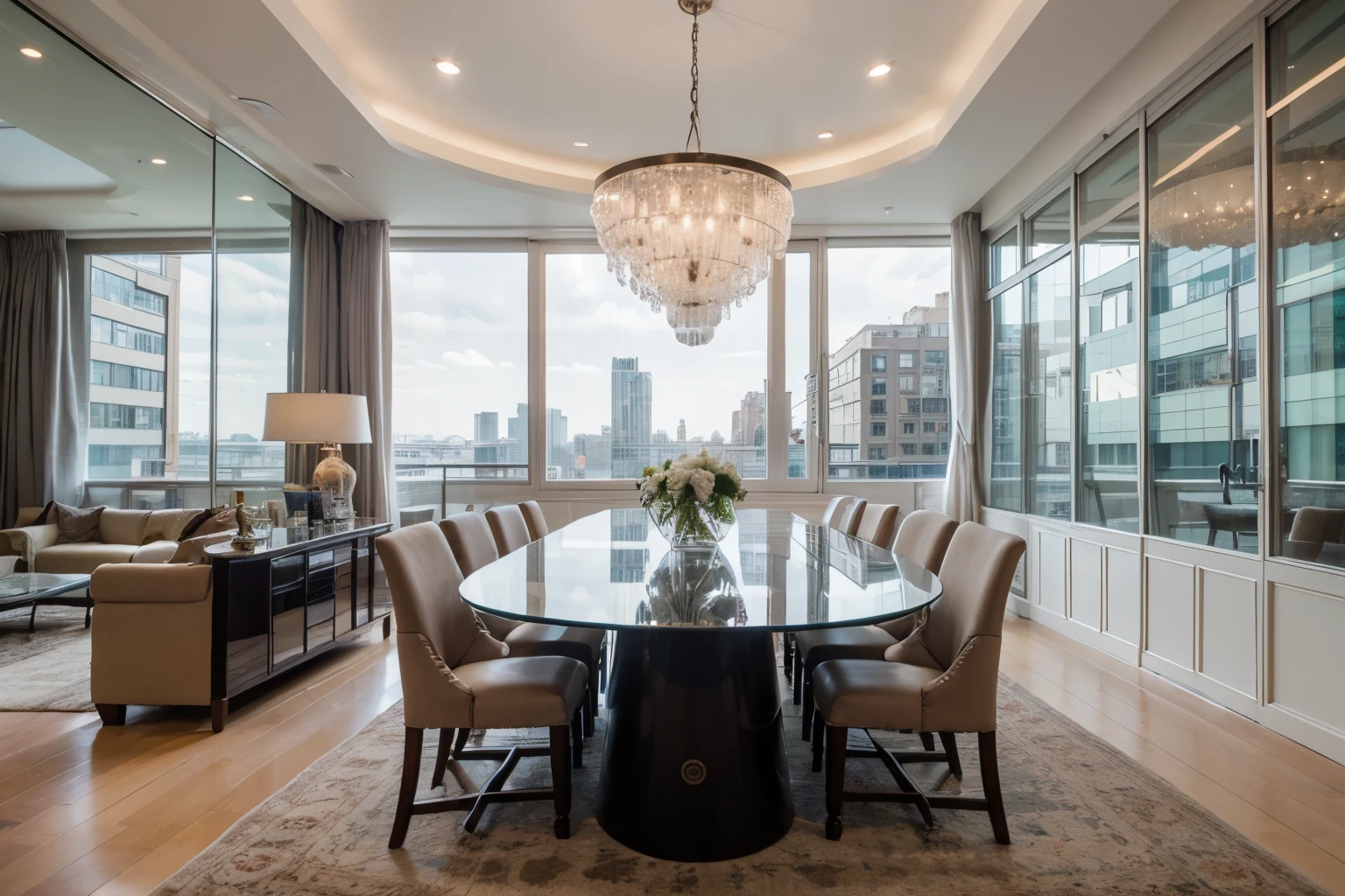 large contemporary luxury glass commercial building, 0 pessoas, no centro de nova york