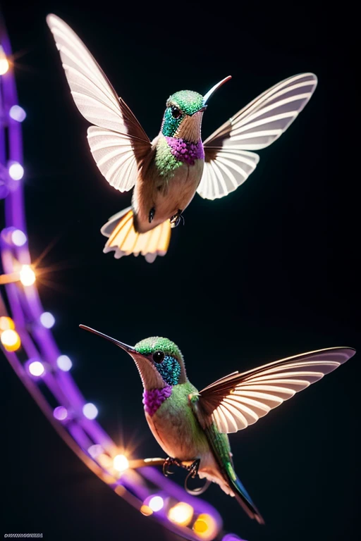 (best quality,highres,ultra-detailed),(realistic,photorealistic:1.37),mechanical hummingbird,plasma-sipping,fantastical,vivid colors,portraits,fluorescent flowers,light source,bokeh,surreal lighting,masterpiece:1.2