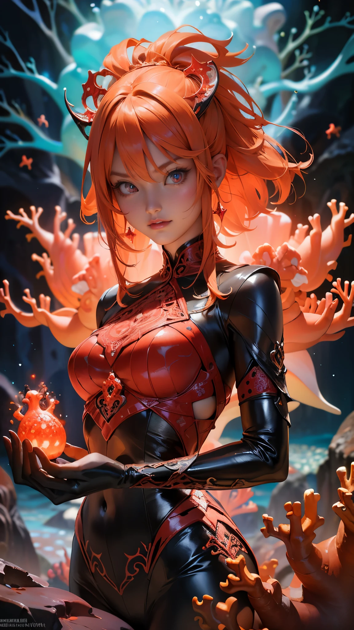 A girl dousing a lava demon with water,lush garden,fiery red lava,beautiful detailed eyes,beautiful detailed lips,flowing water,sparkling droplets,magical shimmering effect, intense heat, dramatic contrast, highres, HDR, vibrant colors, fiery orange and red hues, ethereal lighting, fantasy theme