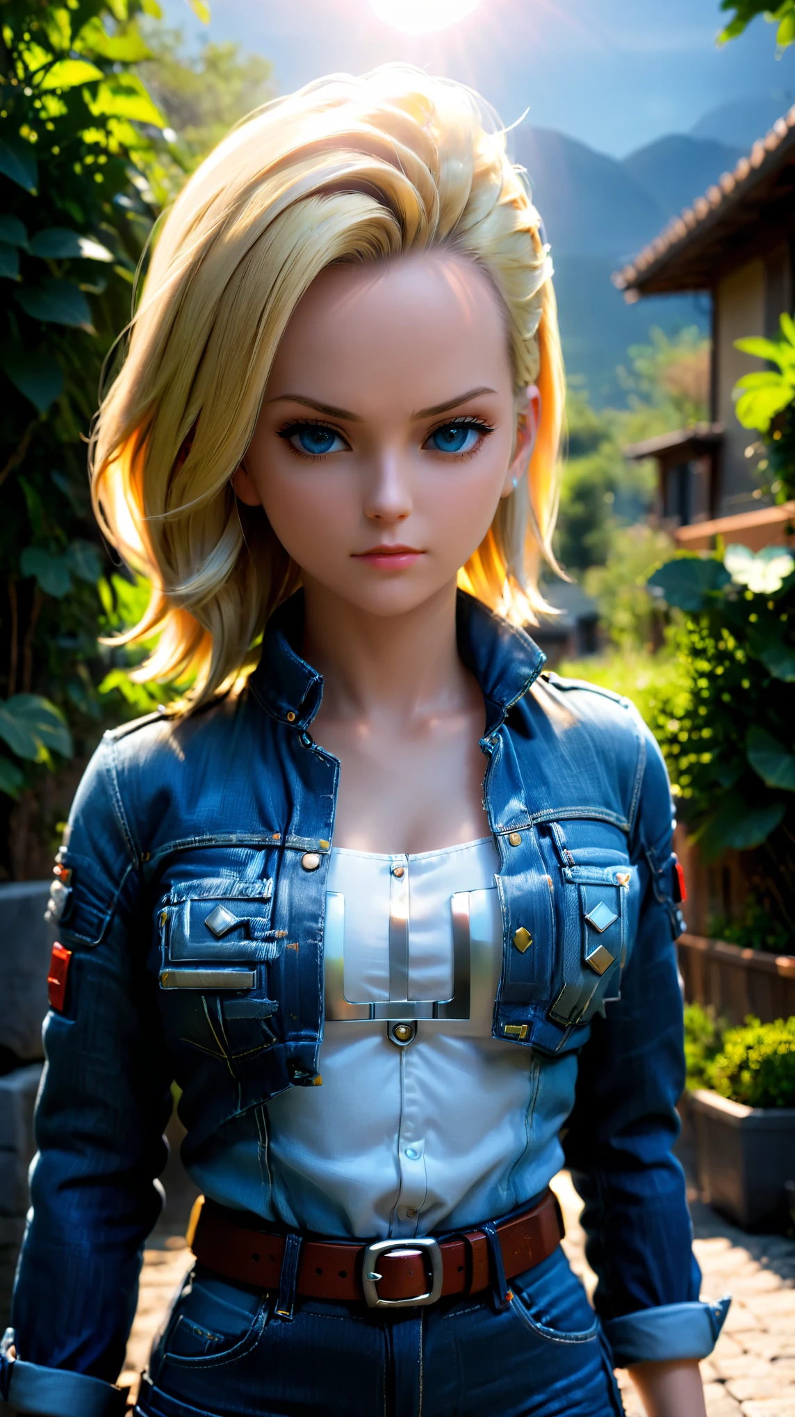 Blonde girl fine and detailed face perfect blue eyes gothic makeup short hair nudity oppais giants and pussy and slender body with uncovered pussy, recogiendo el cabello con su mano tras la oreja