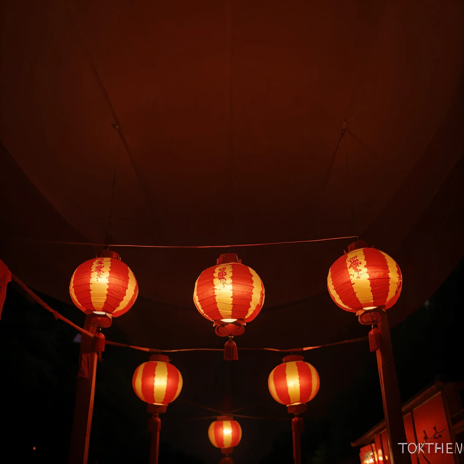 Chinese lanterns with red background