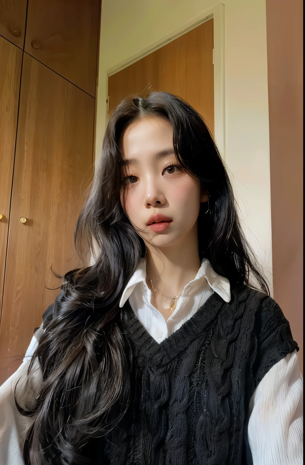 there is a woman with long black hair posing for a photo, a young asian woman, asian girl com cabelo comprido, com cabelo comprido, an Asian woman, 🤤 retrato de , Louise Zhang, Xision Wu, young asian woman, young asian,  coreana, young pale and beautiful asian face, Ulzzang, Linda jovem coreana, com longos cabelos escuros Blackpink Jennie , Blackpink, Jennie 