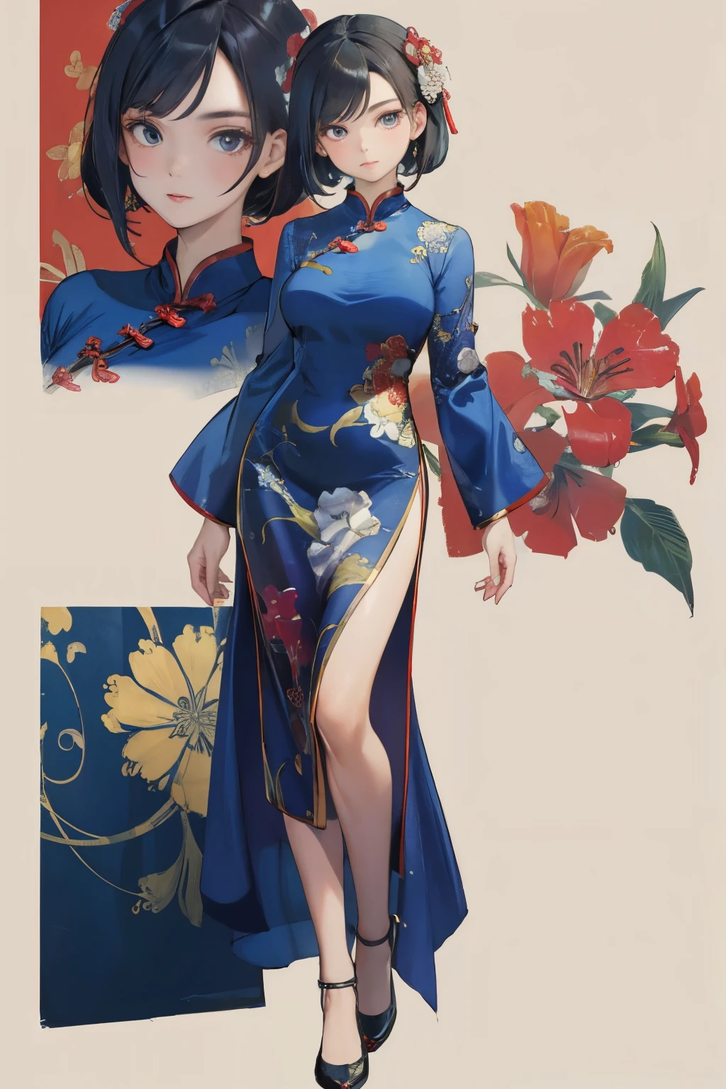 ((best quality)), ((masterpiece)), (detailed), perfect face,Cheongsam woman,Full body image